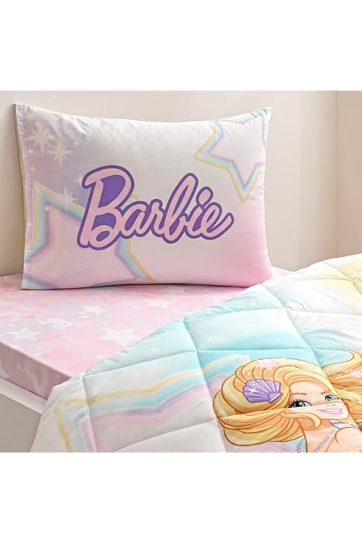 LuxShoping Mermaid Standart Pamuk Nevresim Takımı, Pembe, Tek Kiş