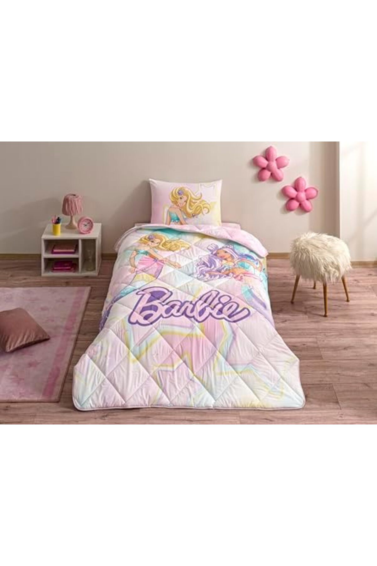 LuxShoping Mermaid Standart Pamuk Nevresim Takımı, Pembe, Tek Kiş