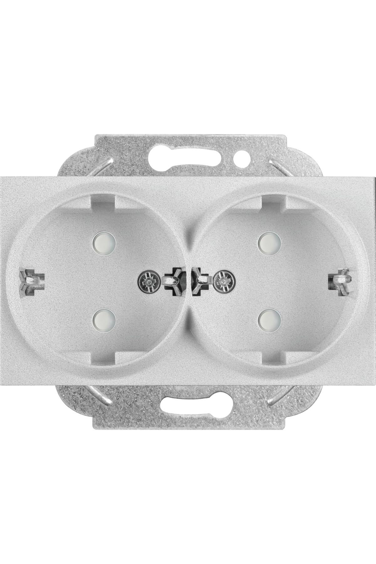 LuxShoping / Metalik Beyaz İkili Topraklı Priz Çarpma Karşıtı Mek