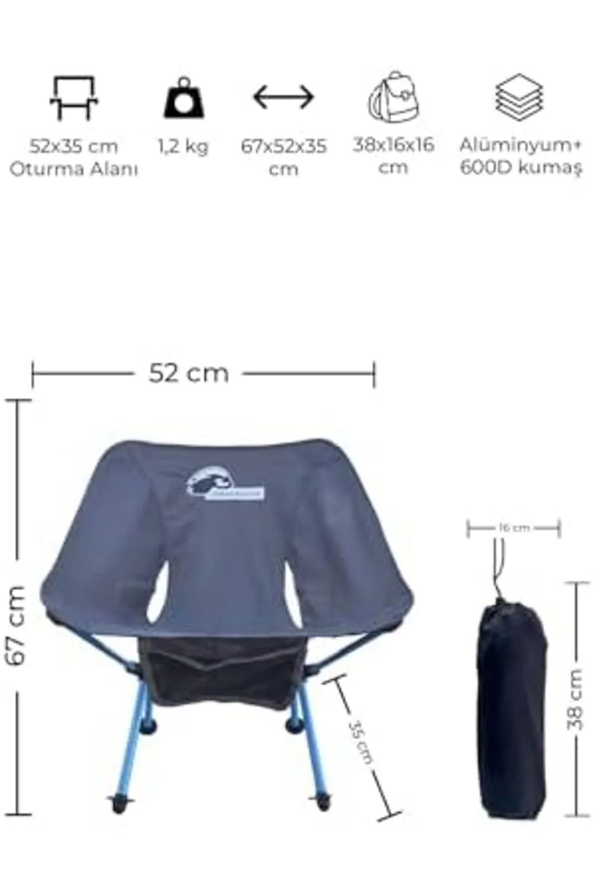 LuxShoping Mimir Katlanır Pratik Kamp Sandalyesi, Dayanıklı Kamp 