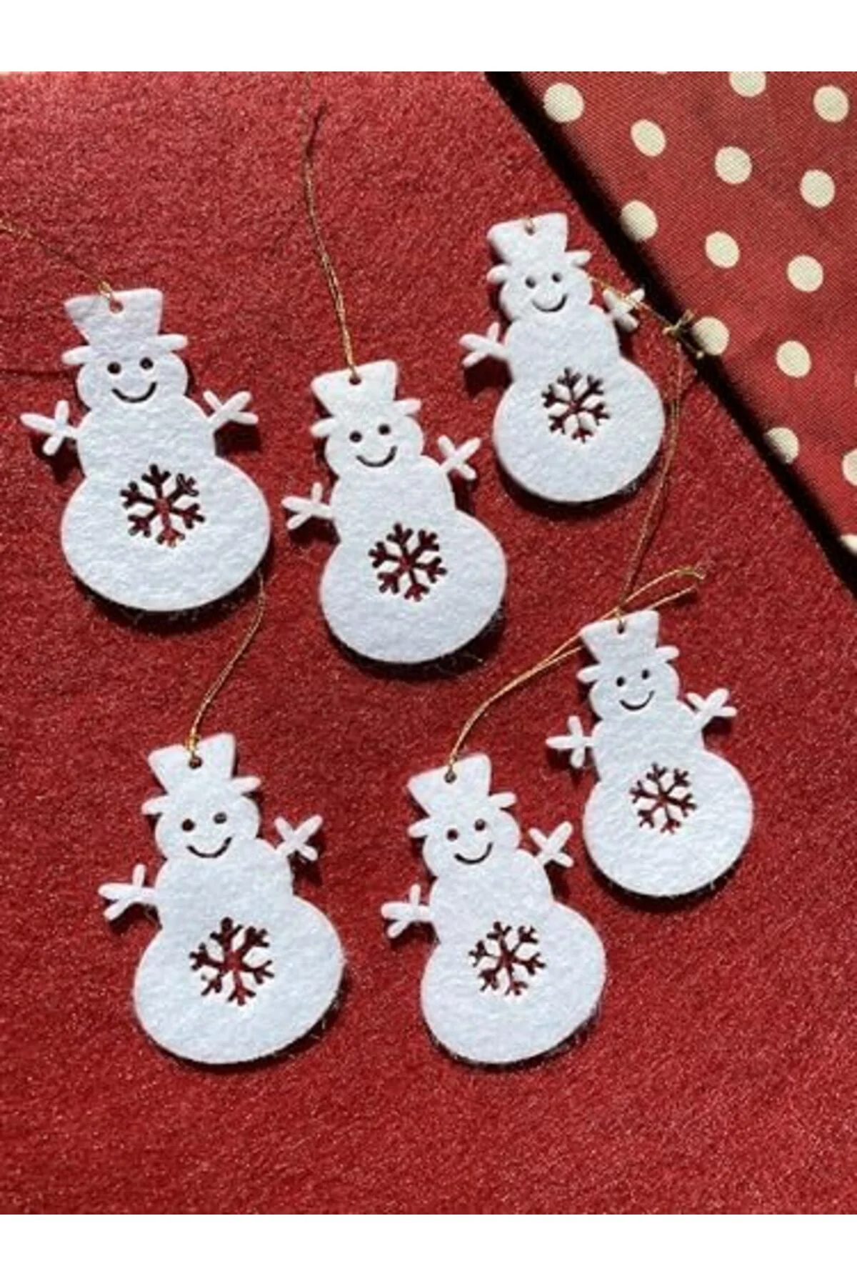 LuxShoping Mini Tasarım Atölyem Beyaz Kardan Adam Keçe Yılbaşı Ağ