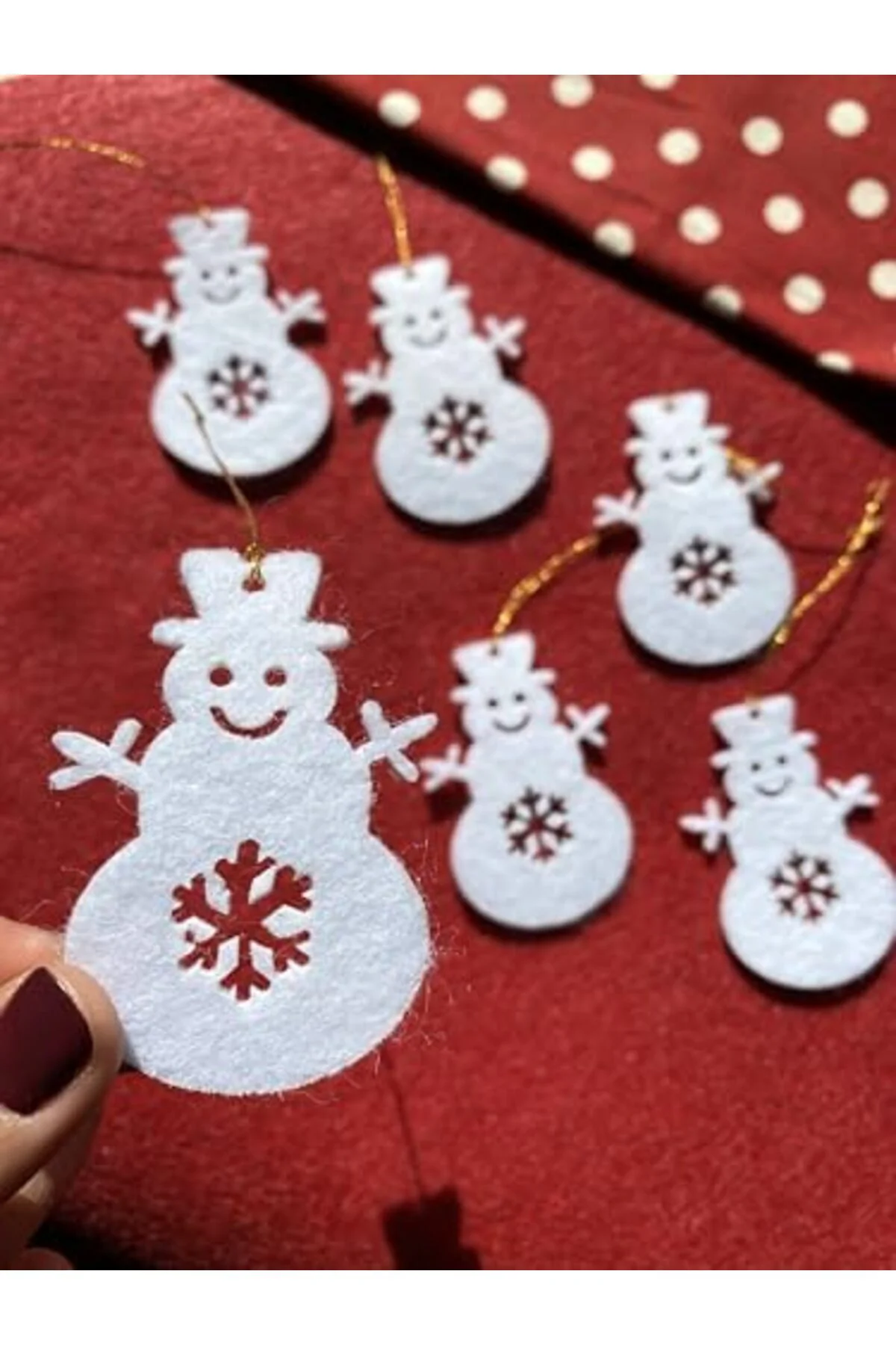 LuxShoping Mini Tasarım Atölyem Beyaz Kardan Adam Keçe Yılbaşı Ağ