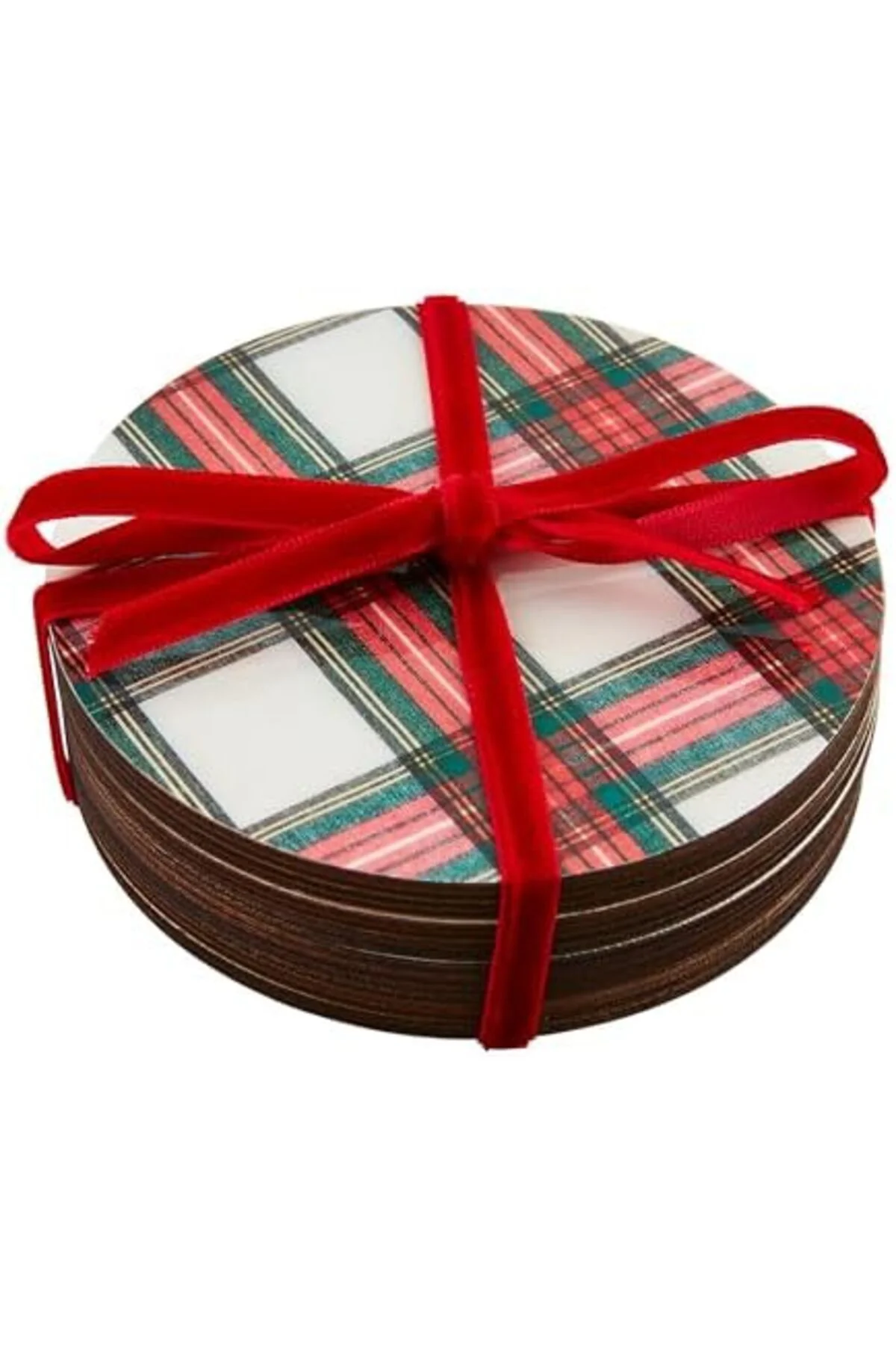 LuxShoping Mud Pie Tartan Lake Bardak Altlığı, Beyaz, 4" Çap 1142