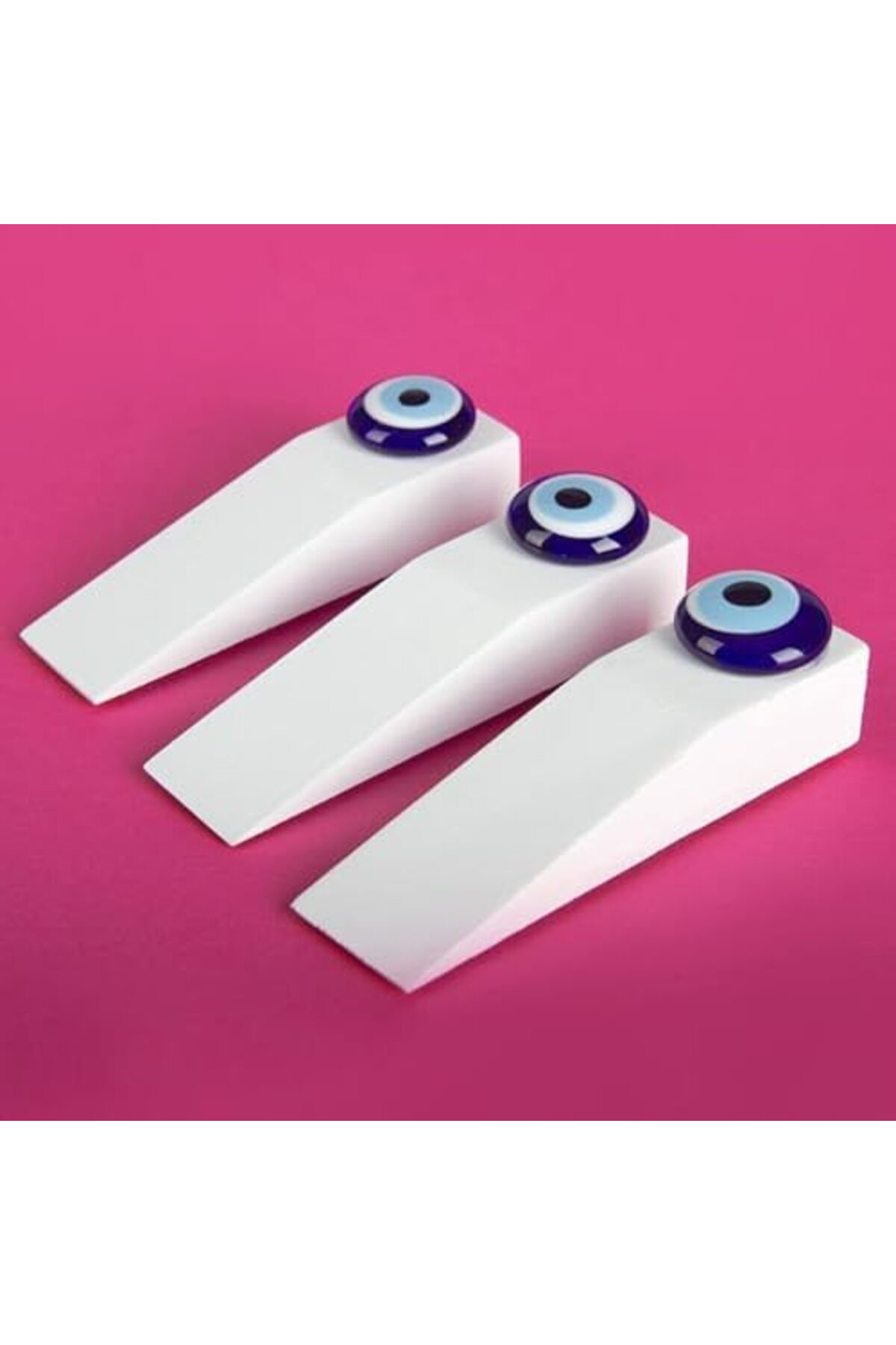 LuxShoping Nazar Boncuklu El Yapımı Beyaz Ahşap Kapı Stoperi - Ge