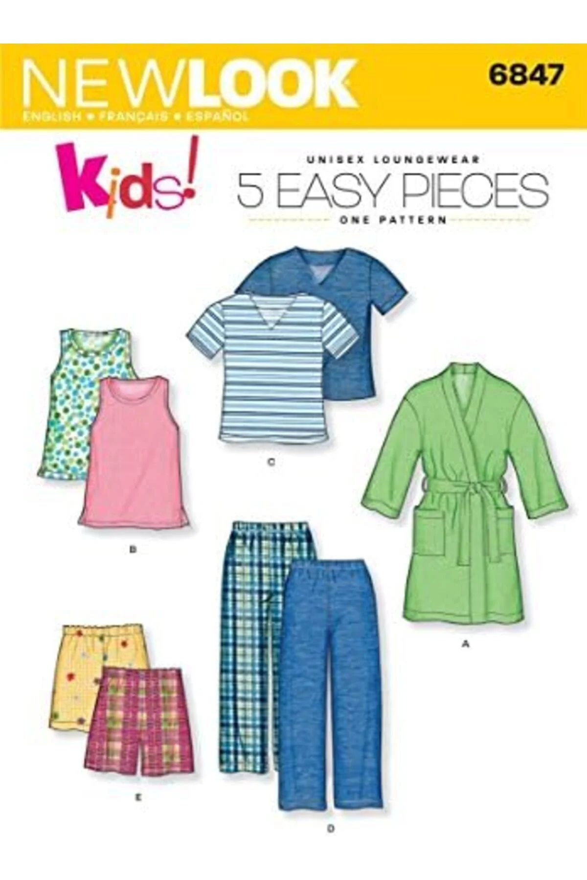 LuxShoping New Look Pattern 6847 Child Sleepwear, Size A (3-4-5-6