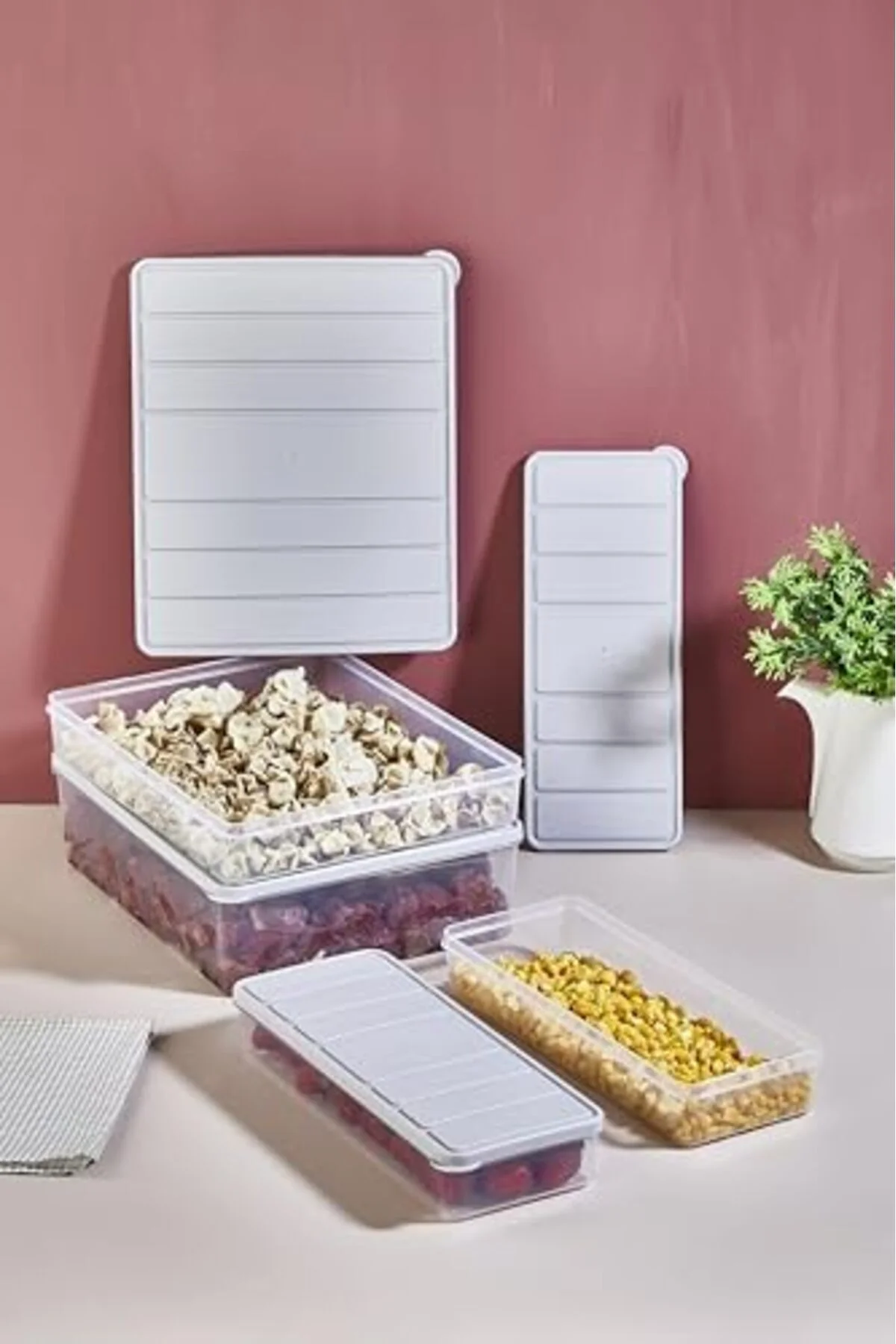 LuxShoping Nora 4'lü 4 lt.+ 2,5 lt.+ 1,2 lt+1,2 lt Saklama Kabı E