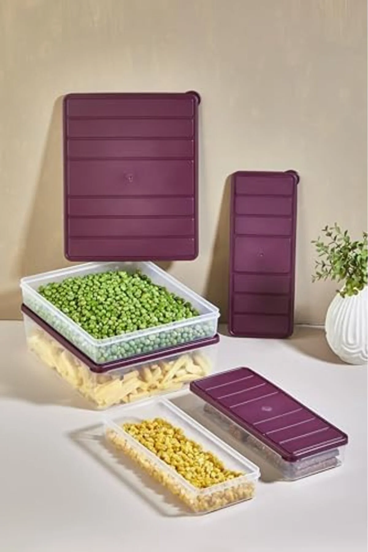 LuxShoping Nora 4'lü 4 lt.+ 2,5 lt.+ 1,2 lt+1,2 lt Saklama Kabı E