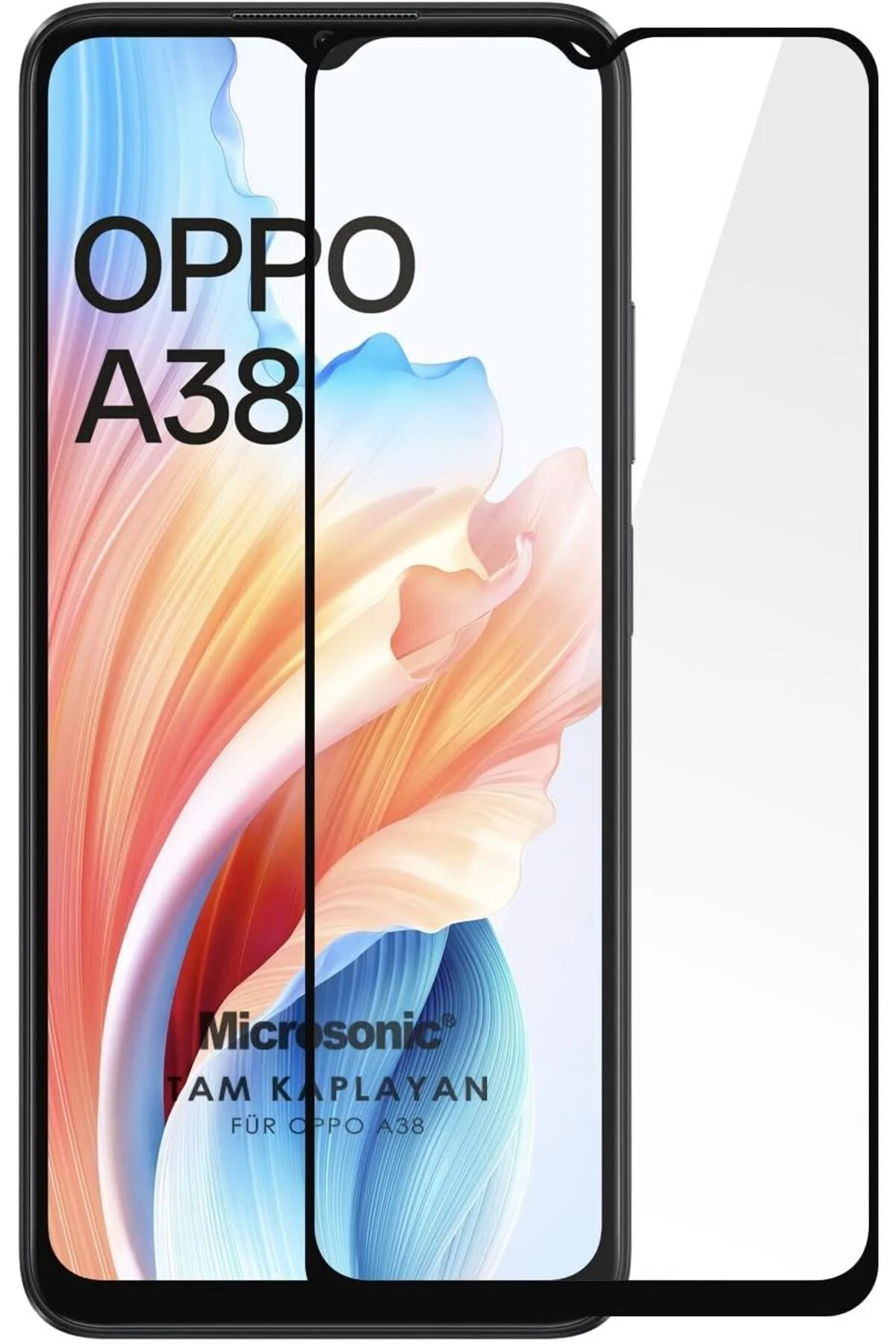 LuxShoping Oppo A38 Tam Kaplayan Temperli Cam Ekran Koruyucu Siya