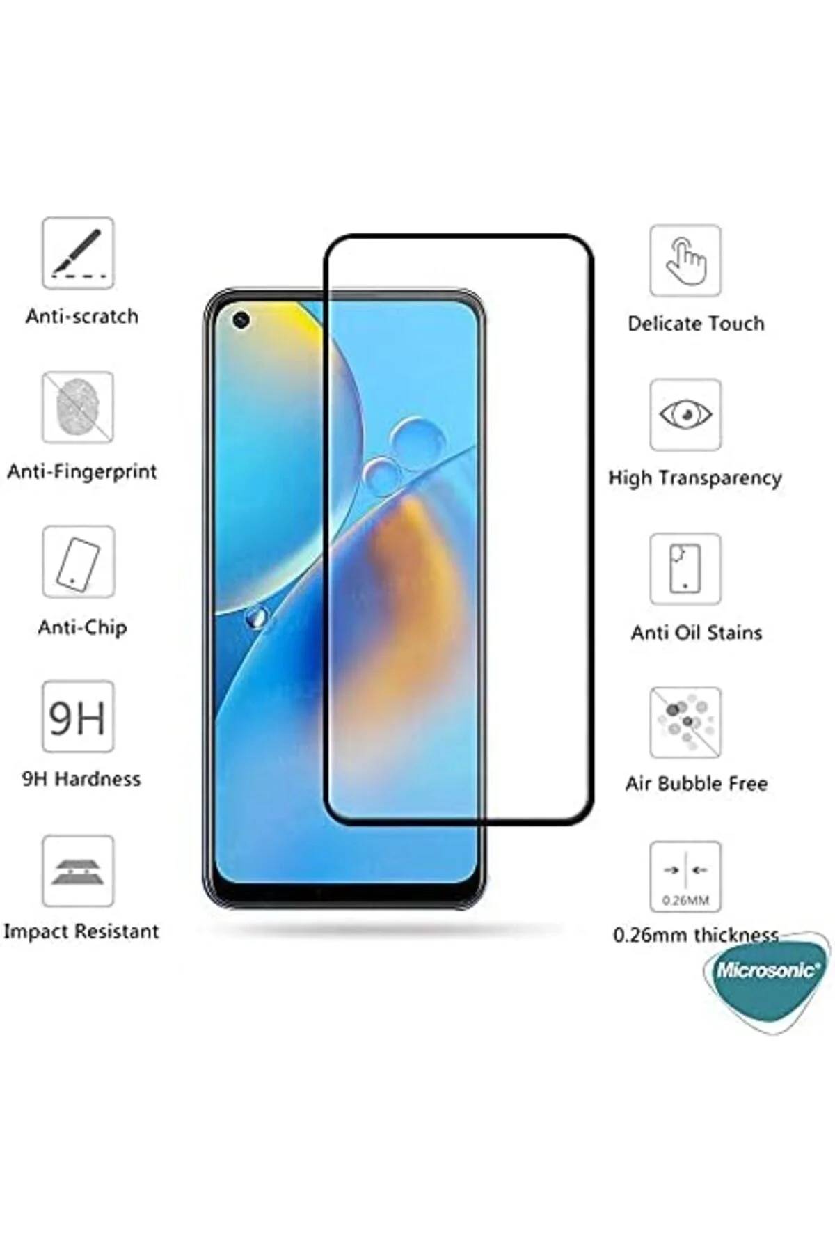 LuxShoping Oppo Reno 6 4G Tam Kaplayan Temperli Cam Ekran Koruyuc