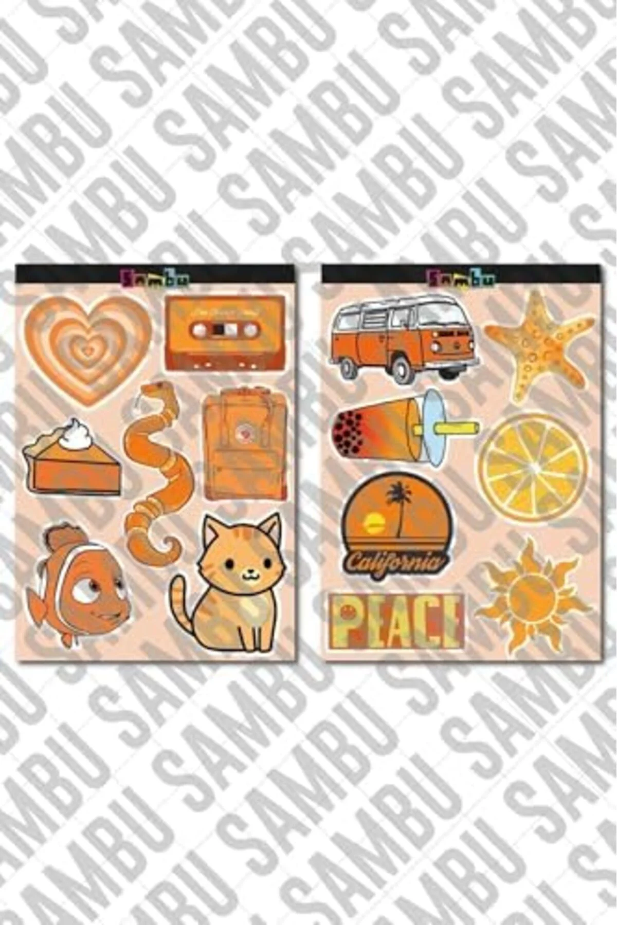 LuxShoping Orange Aesthetic Temalı Etiket Seti 2 - Turuncu - Lapt