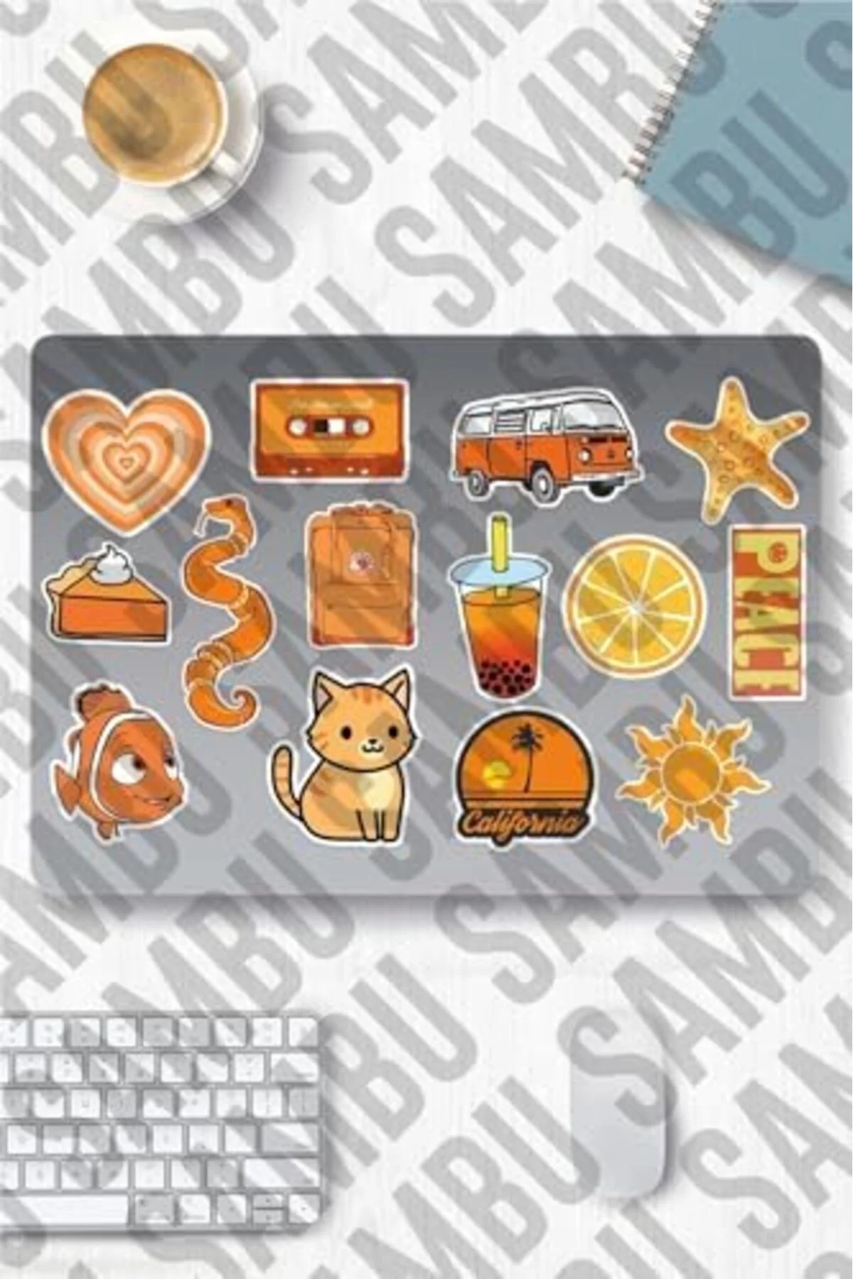 LuxShoping Orange Aesthetic Temalı Etiket Seti 2 - Turuncu - Lapt