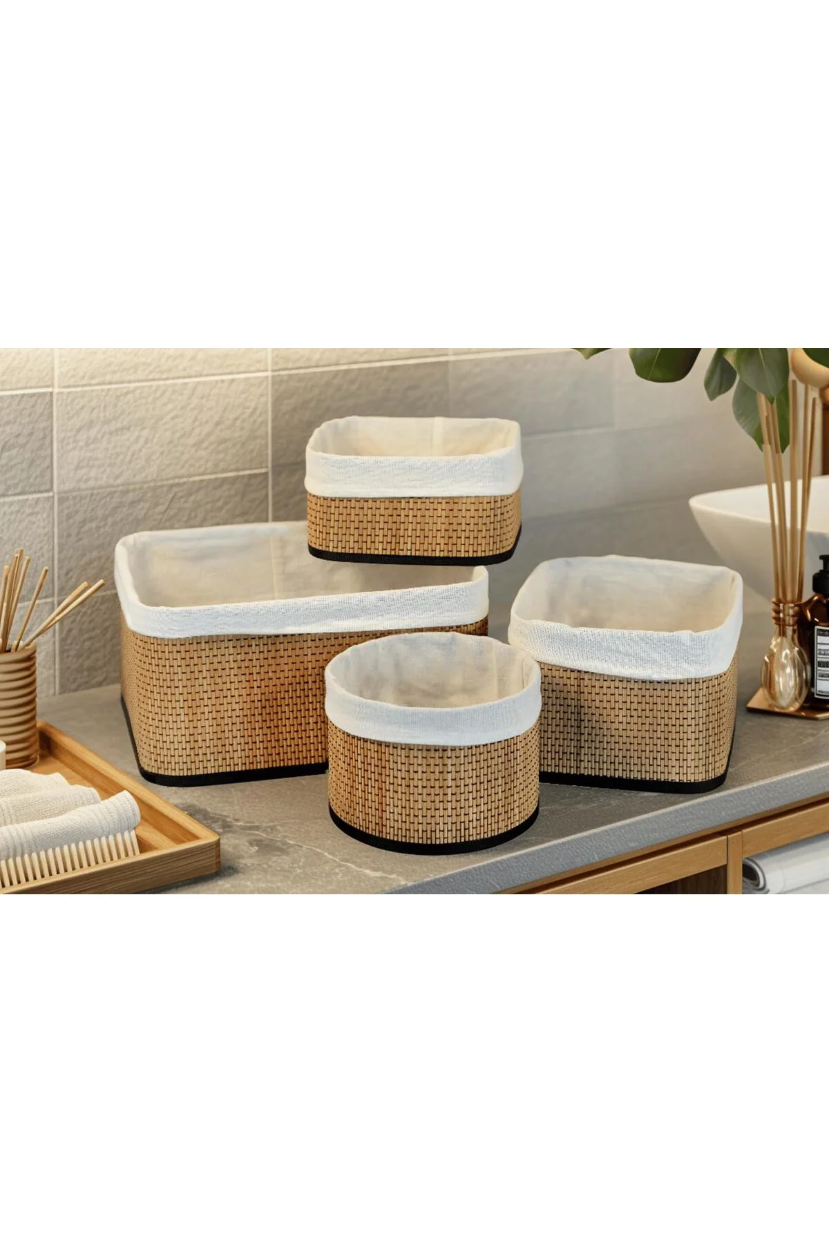 LuxShoping PAÇİ Wicker Premium Serisi 4'lü Set Organizer 1142128