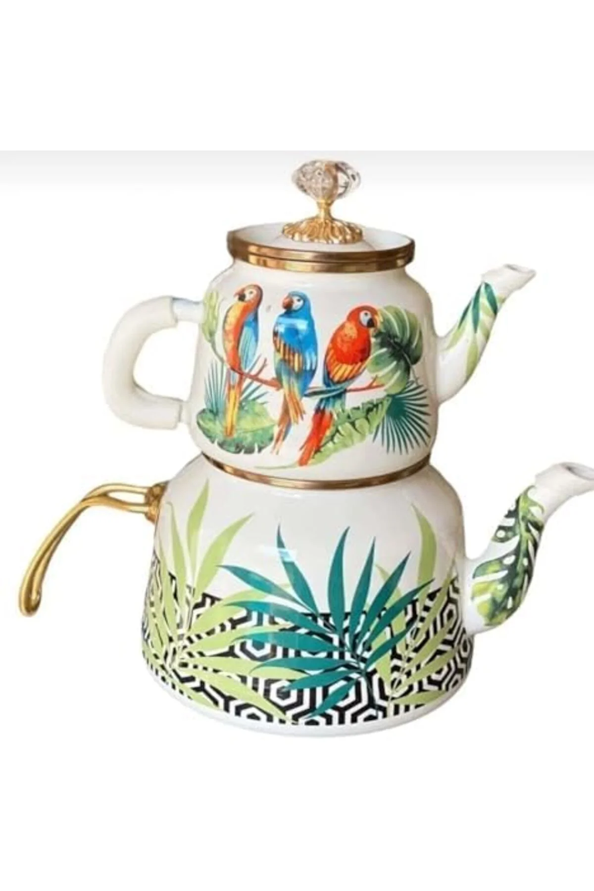 LuxShoping Papağan Desenli Kaplama Çaydanlık Takımı 1142128 LuxShoping Papağan Desenli Kaplama Çaydanlık Takımı 1142128
