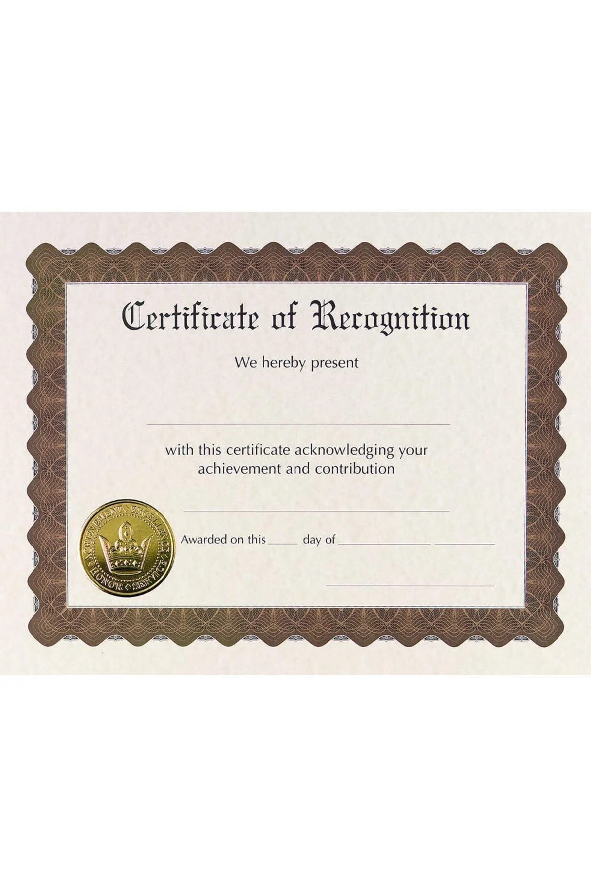 LuxShoping Papers! Tanıma Sertifikası Önceden Basılmış, Altın Fol