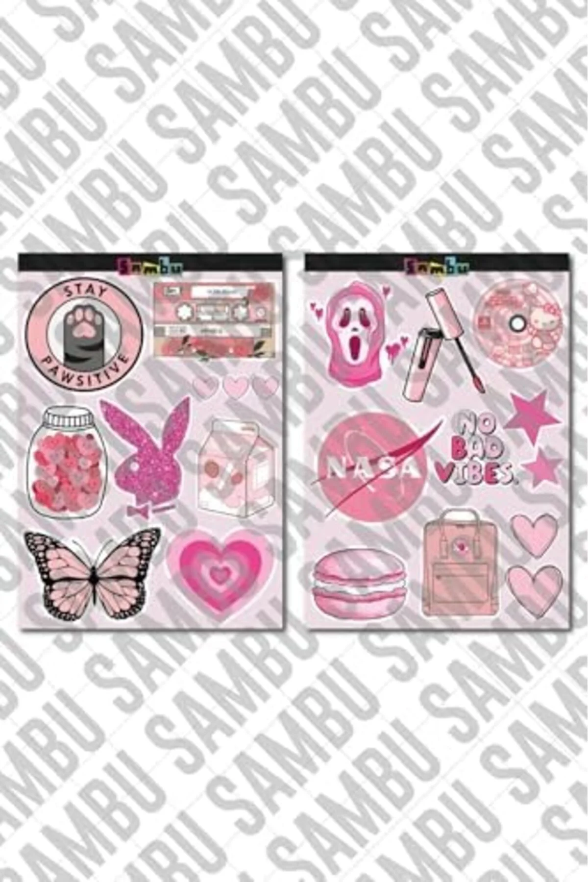 LuxShoping Pink Aesthetic Temalı Etiket Seti 2 - Pembe - Laptop N