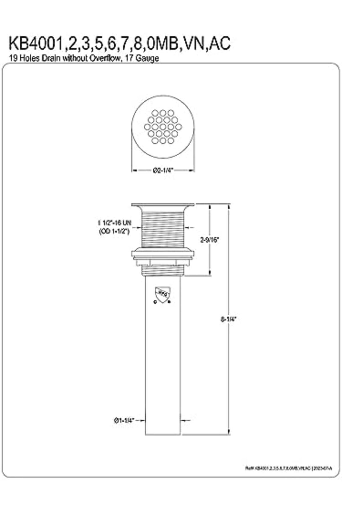 LuxShoping Pirinç KB4001 Musluk 19 Delikli Izgara Tahliyesi, Tekn