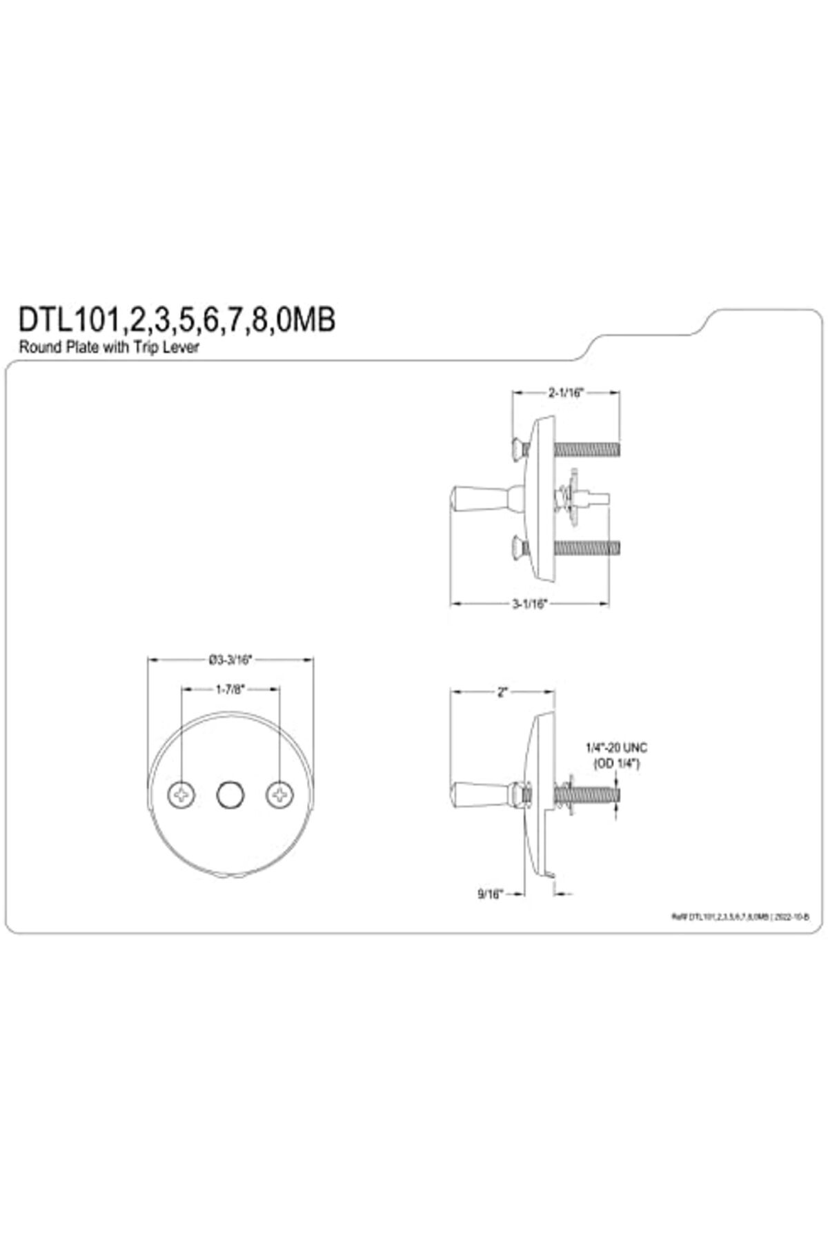 LuxShoping pirinç pirinç DTL101 DTL101 Overflow plaka F-R Ausl-Se