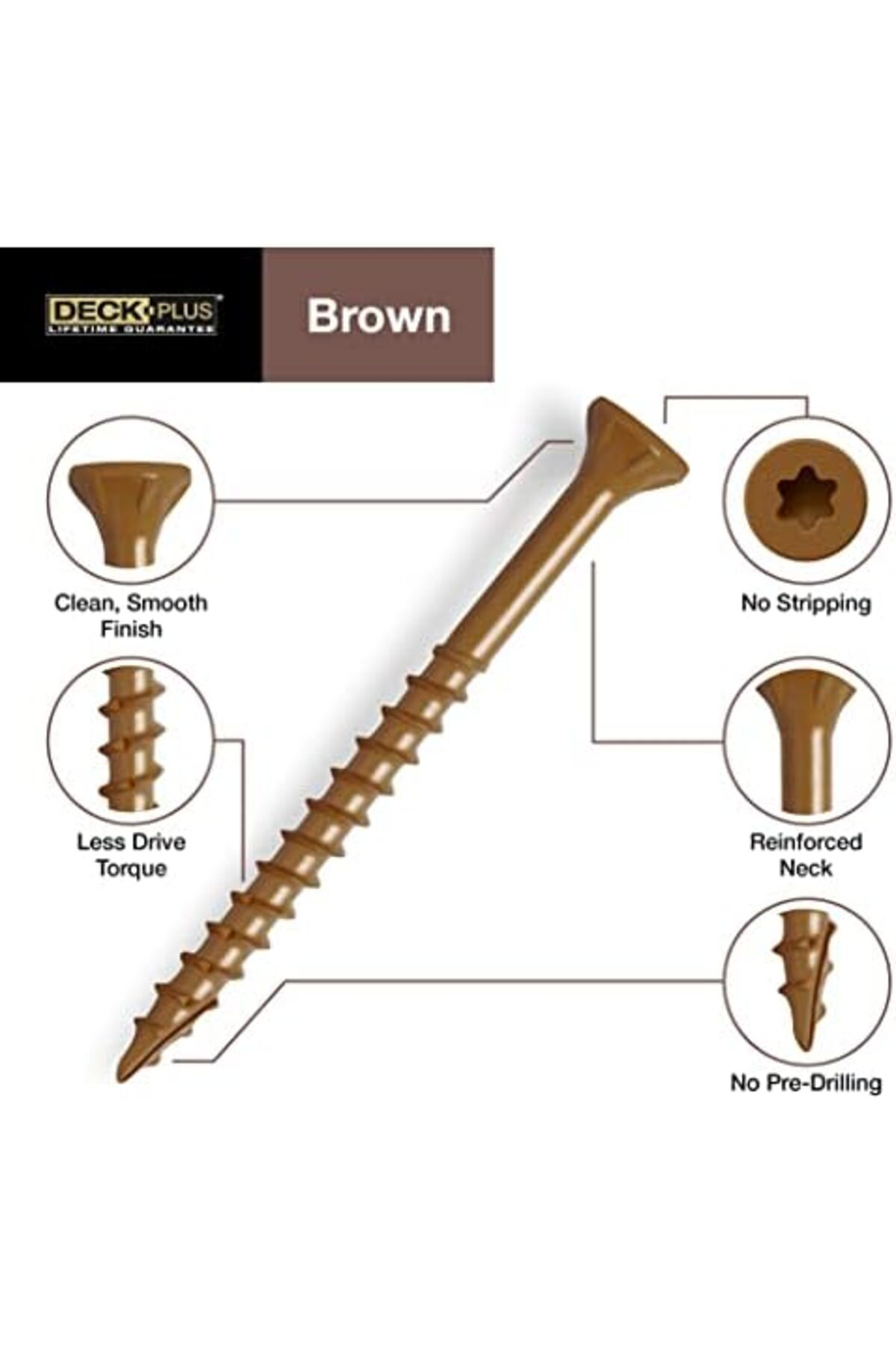 LuxShoping Plus Ahşap Vidalar, Kahverengi Dış Vidalar, 5 cm x #8,