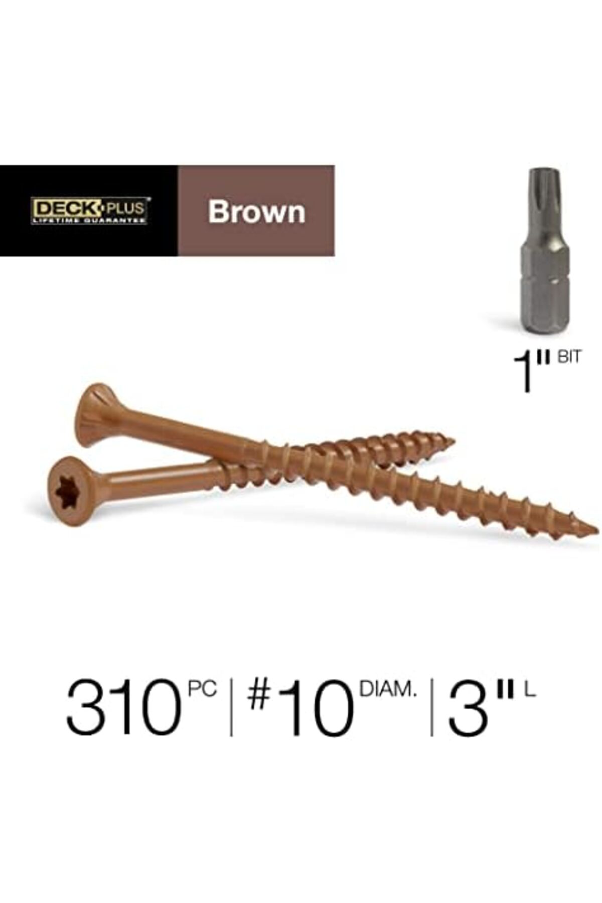 LuxShoping Plus Ahşap Vidalar, Kahverengi Dış Vidalar, 3" x # 10,