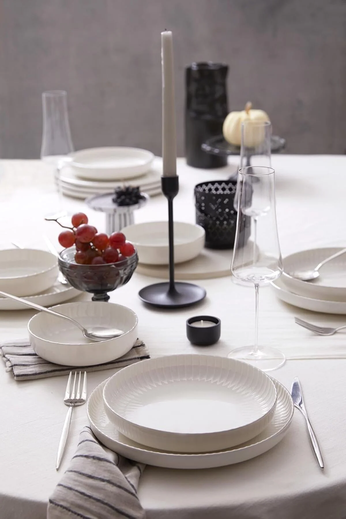 LuxShoping Porselen Crest 18 Parça 6 Kişilik Yemek Takımı Platin 