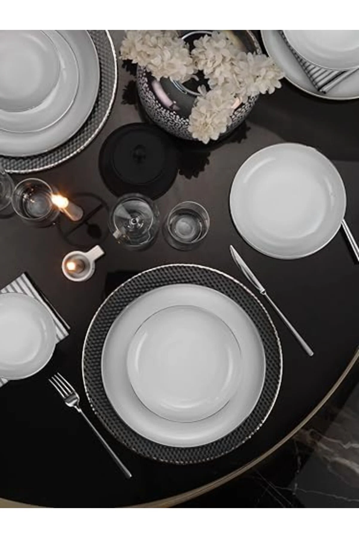 LuxShoping Porselen 18 Parça 6 Kişilik Yemek Takımı Platin 114212