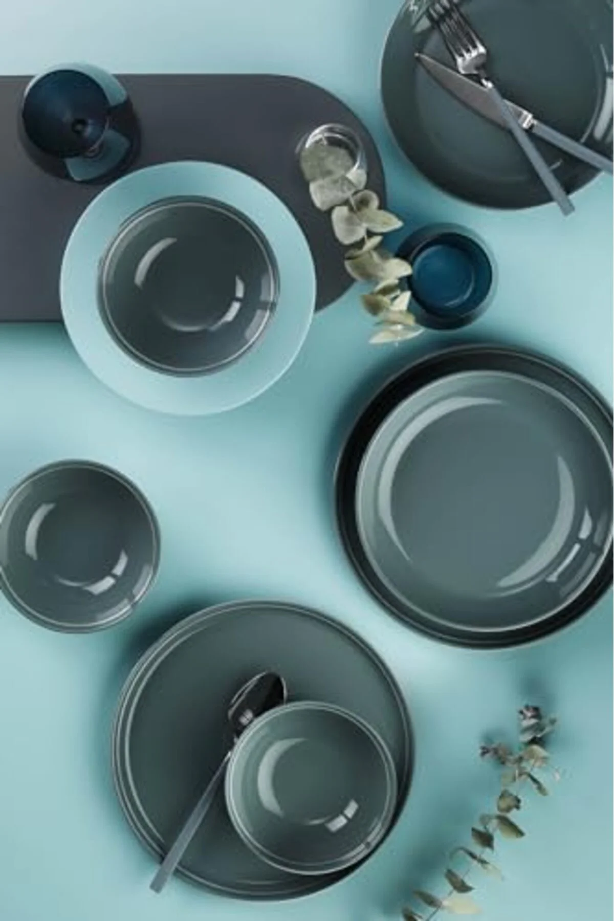 LuxShoping Porselen Fit-C 18 Parça 6 Kişilik Yemek Takımı Mavi 11