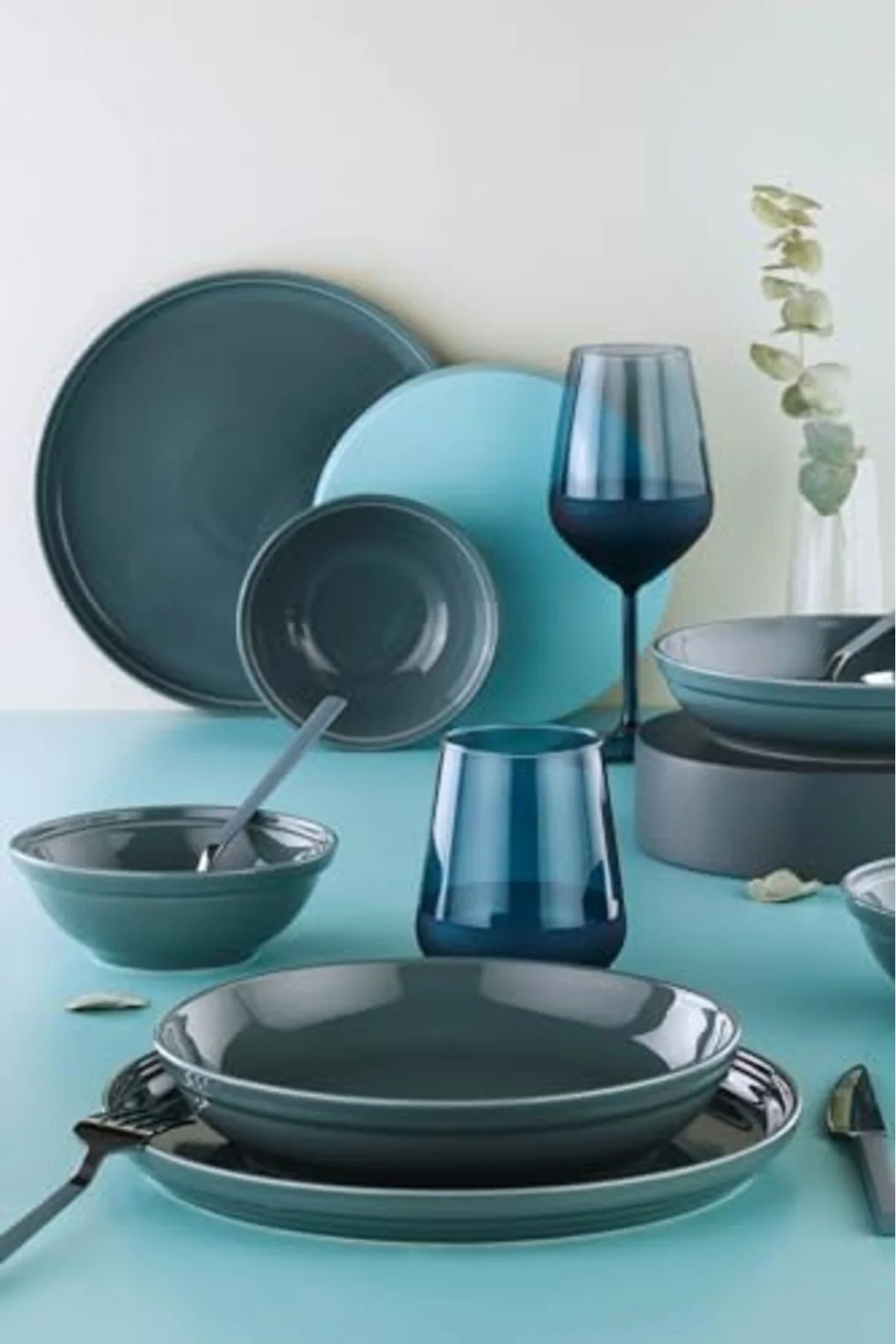 LuxShoping Porselen Fit-C 18 Parça 6 Kişilik Yemek Takımı Mavi 11
