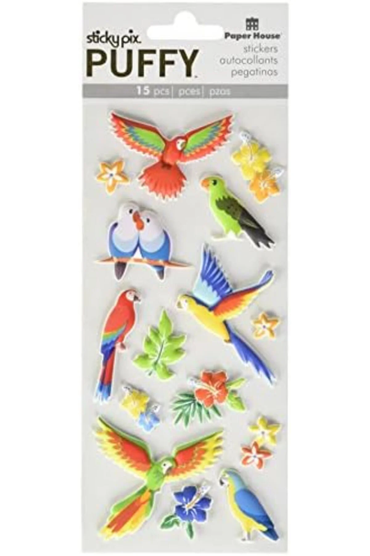 LuxShoping Productions Kabarık Çıkartmalar, Kuşlar, 3'lü Paket, 3