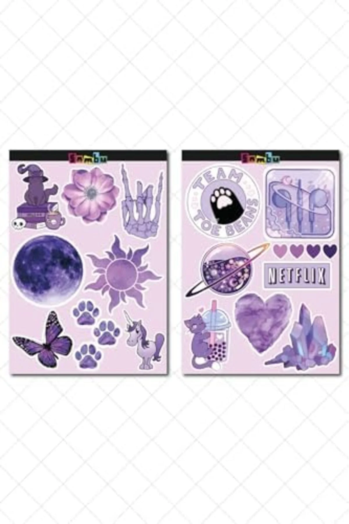 LuxShoping Purple Aesthetic Temalı Etiket Seti 1 - Mor - Laptop N