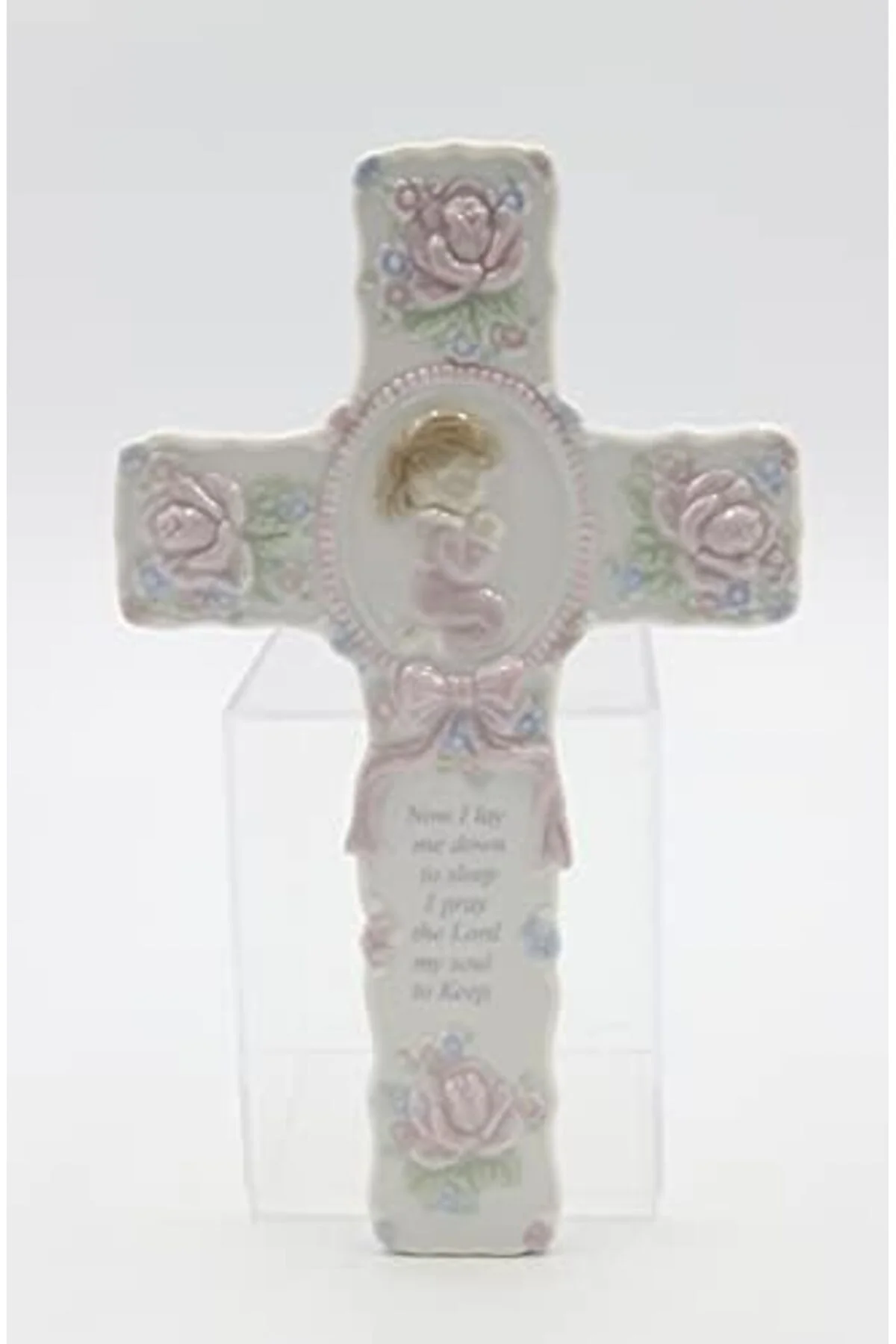 LuxShoping R8015B ince porselen ilam veren haç Betendes Kız figür