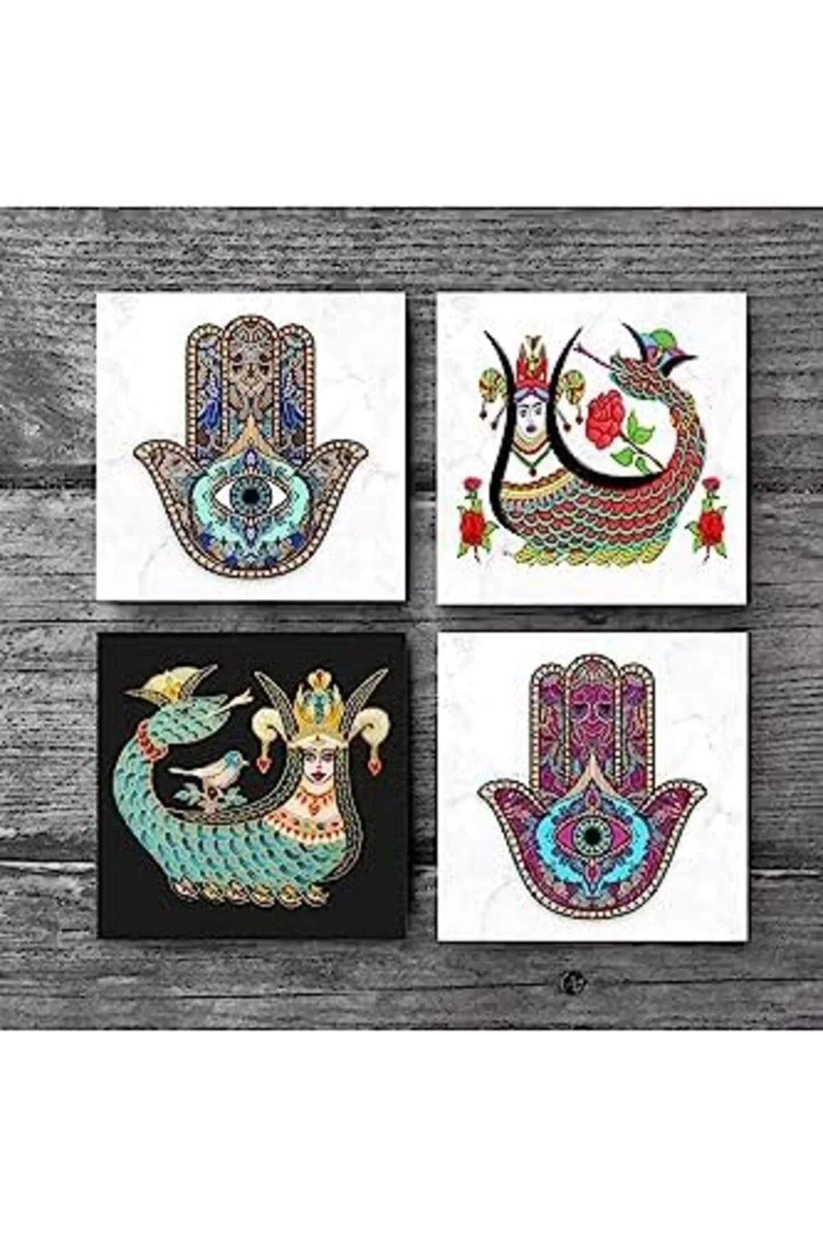 LuxShoping Şahmeran, Fatma Ana Eli Taş Bardak Altlığı Seti - 4 Pa LuxShoping Şahmeran, Fatma Ana Eli Taş Bardak Altlığı Seti - 4 Pa