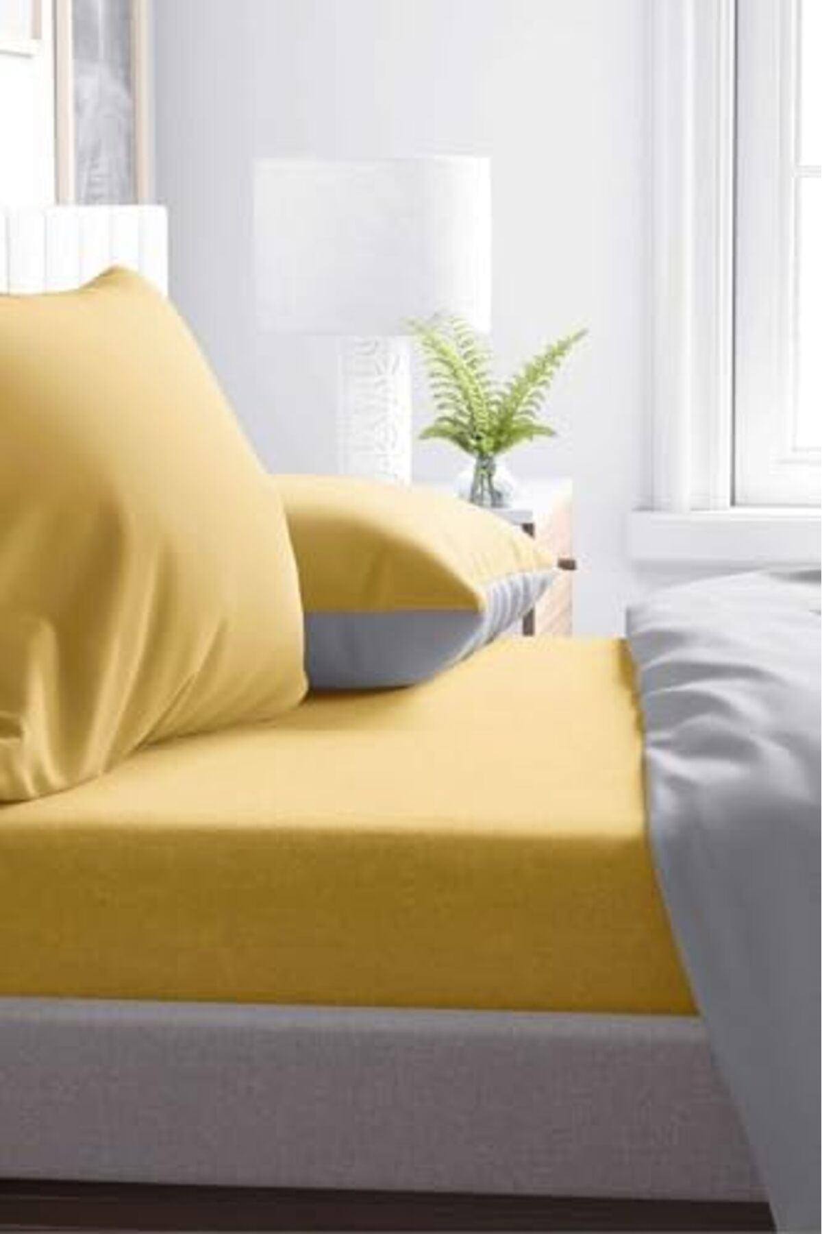 LuxShoping Sarı Pamuklu Tek Kişilik Lastikli Çarşaf 100x200 11421