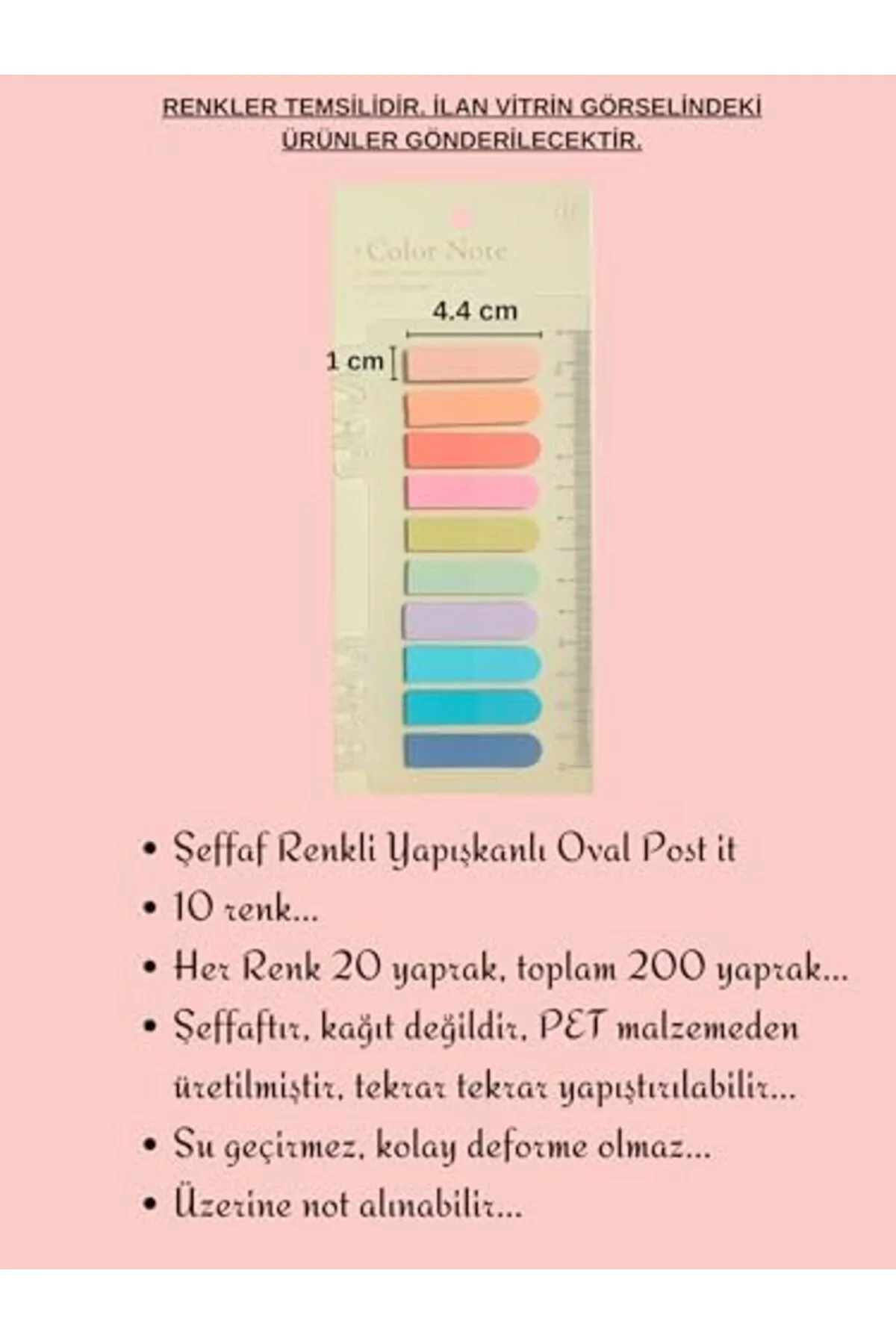 LuxShoping Şeffaf Renkli Yapışkanlı Not Kağıdı Oval Etiket (Yıldı