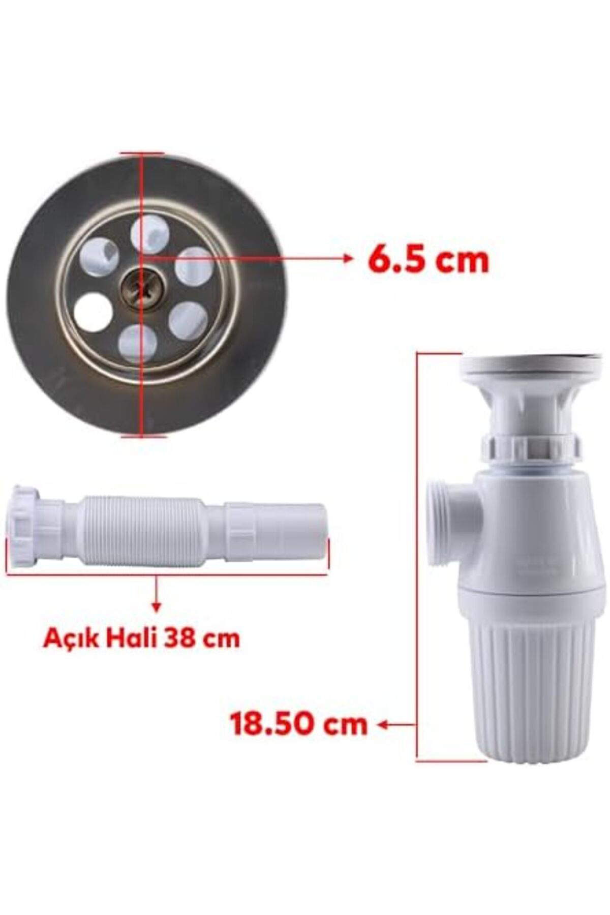 LuxShoping Sifon Körüklü Sökülebilir Tas'lı Temizlenebilir Mutfak