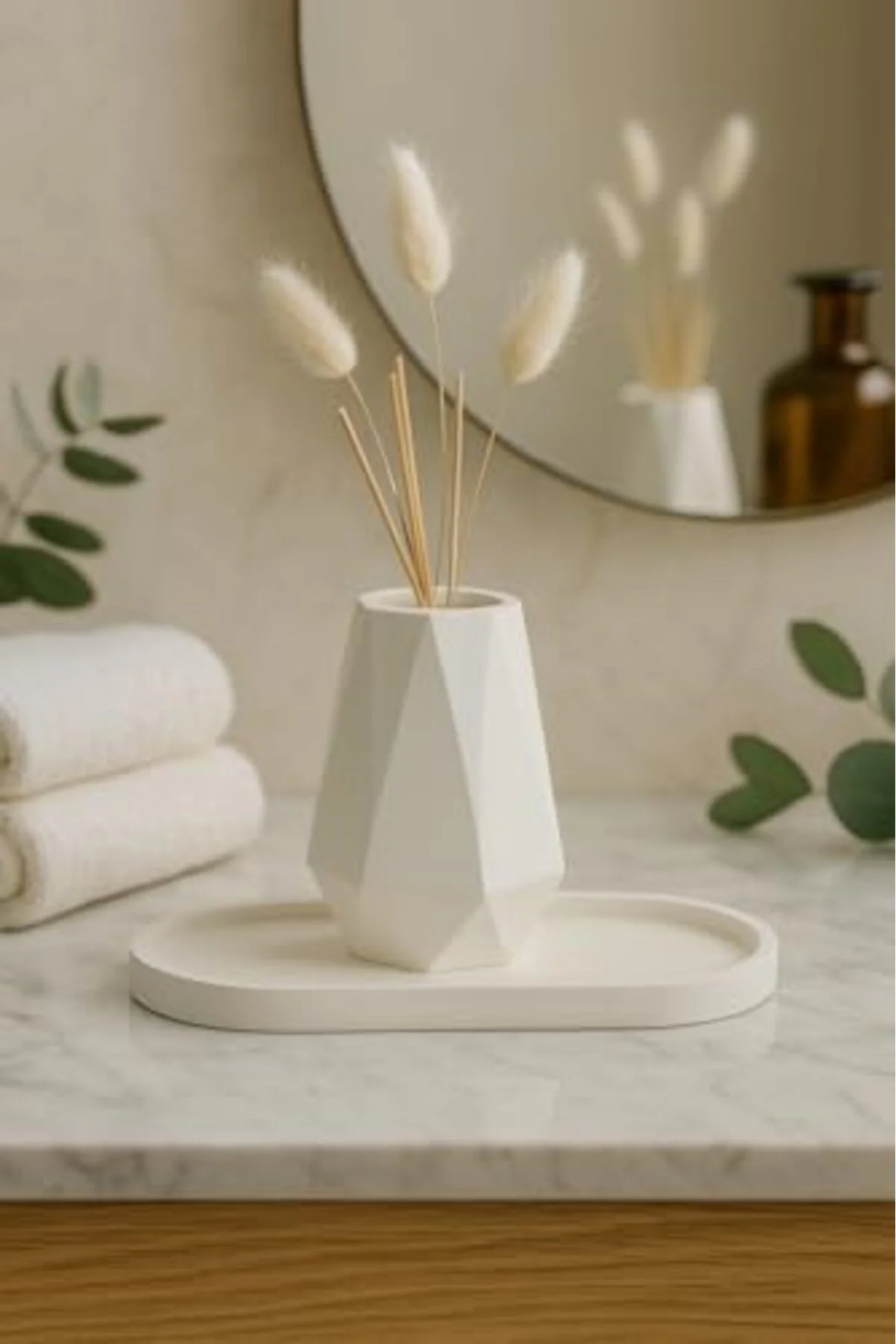 LuxShoping Şık Modern Beyaz Seramik Vazo - Çok Amaçlı Dekoratif A