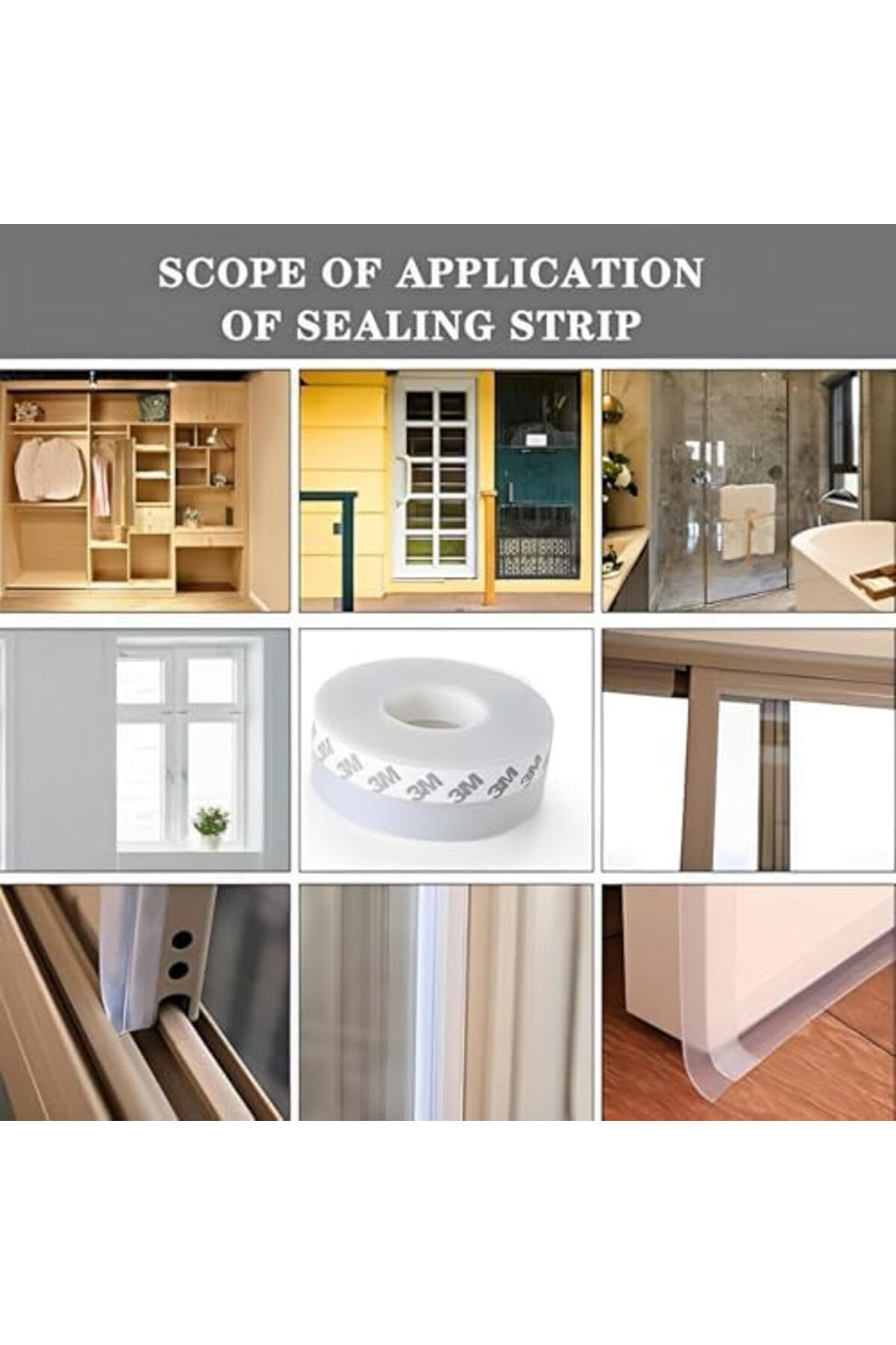 LuxShoping Silikon Conta Şeridi, 2 Adet 25MM ve 35MM 5 Metre Kapı