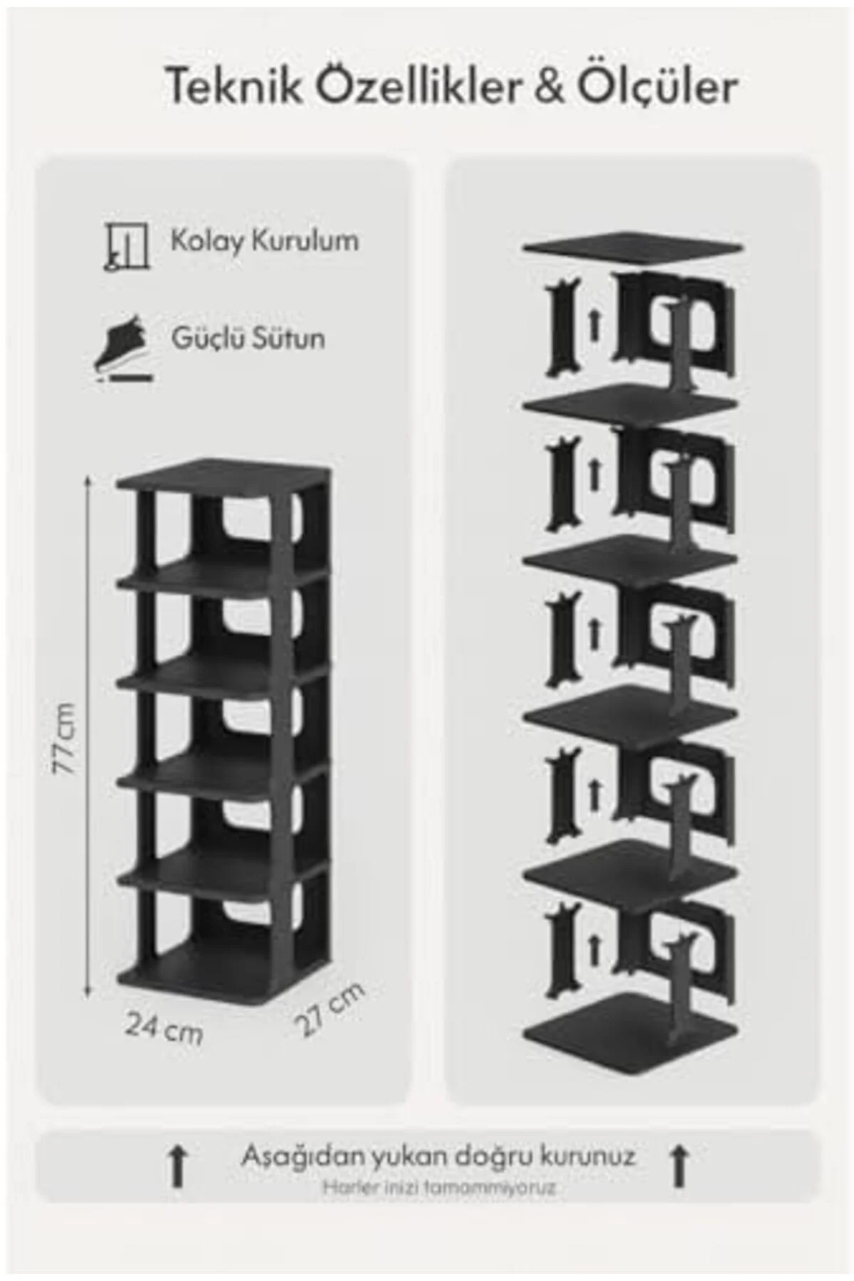 LuxShoping Siyah 5 Katlı – Plastik Çok Katlı Ayakkabı Düzenleyici
