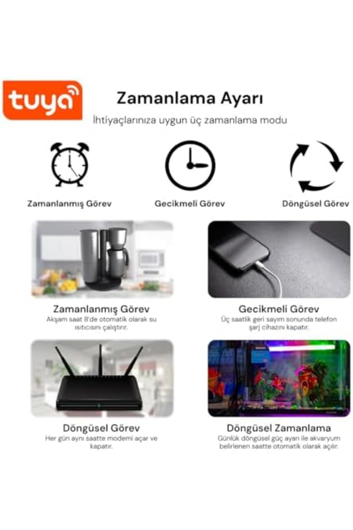 LuxShoping SP-16 Akıllı Priz, Wi-Fi Uyumlu, Telefonla Kontrol, 16