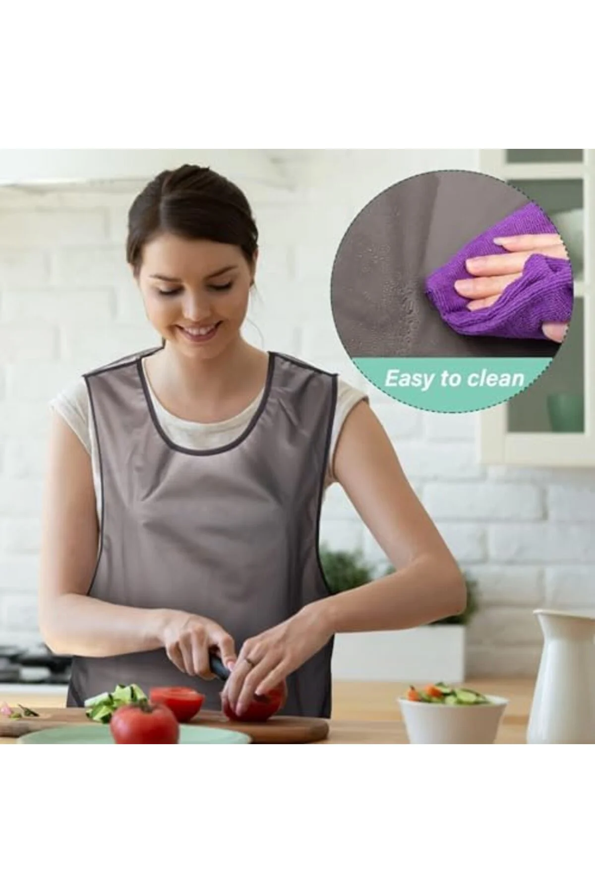 LuxShoping Su Geçirmez Önlük, 2 Cebi Bulunan Şeffaf Önlük, Çapraz