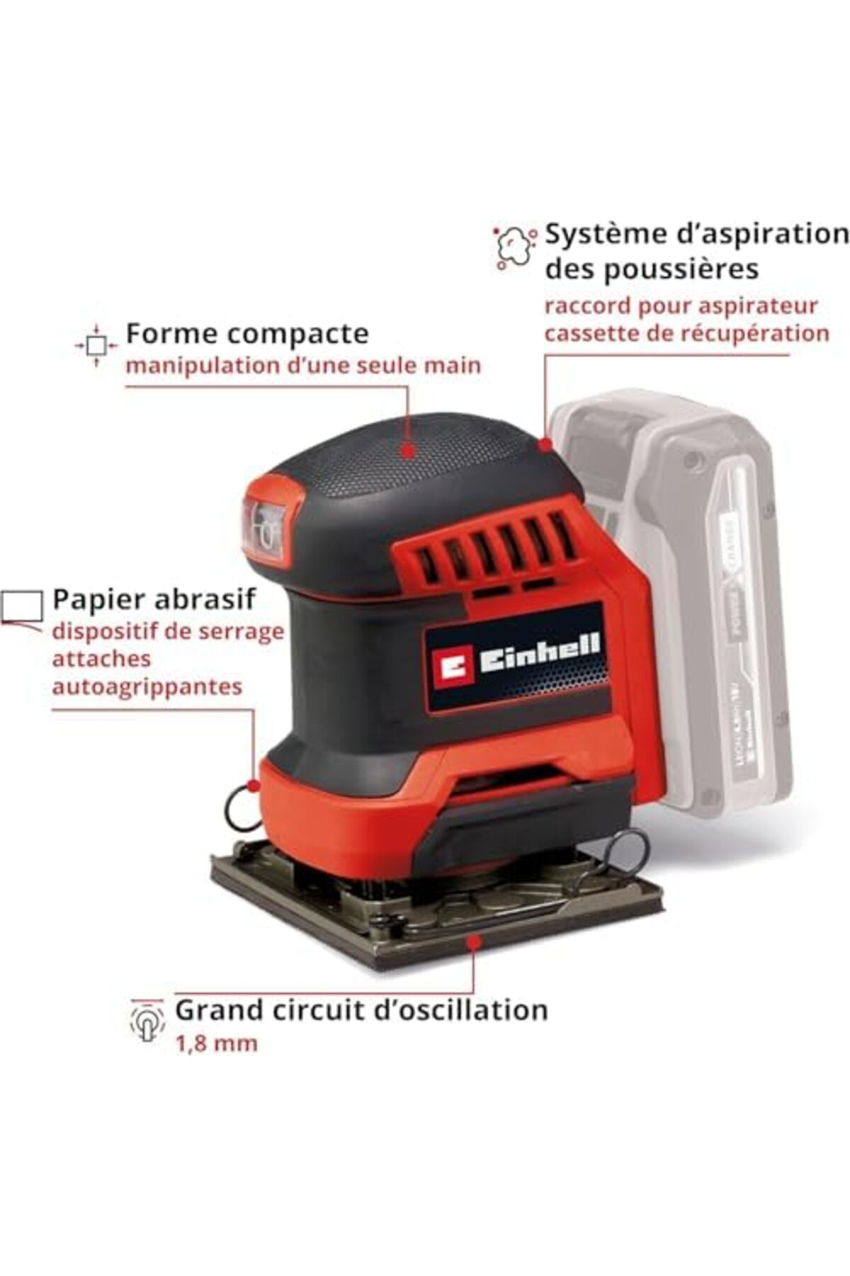 LuxShoping TE-OS 18/113 Li - Solo, Akülü Avuç içi Zımpara - 44607