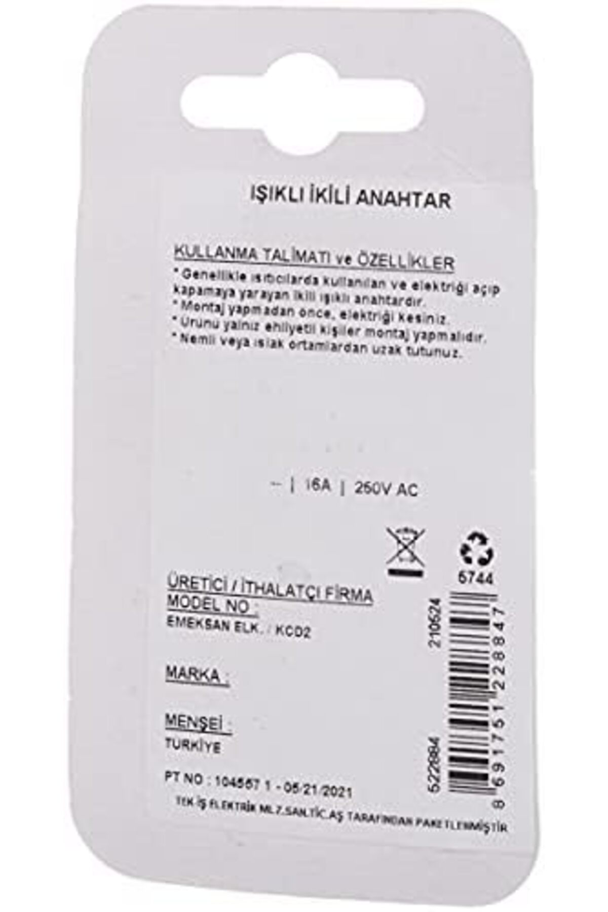 LuxShoping tek-iş Işıklı İkili Anahtar 1142128