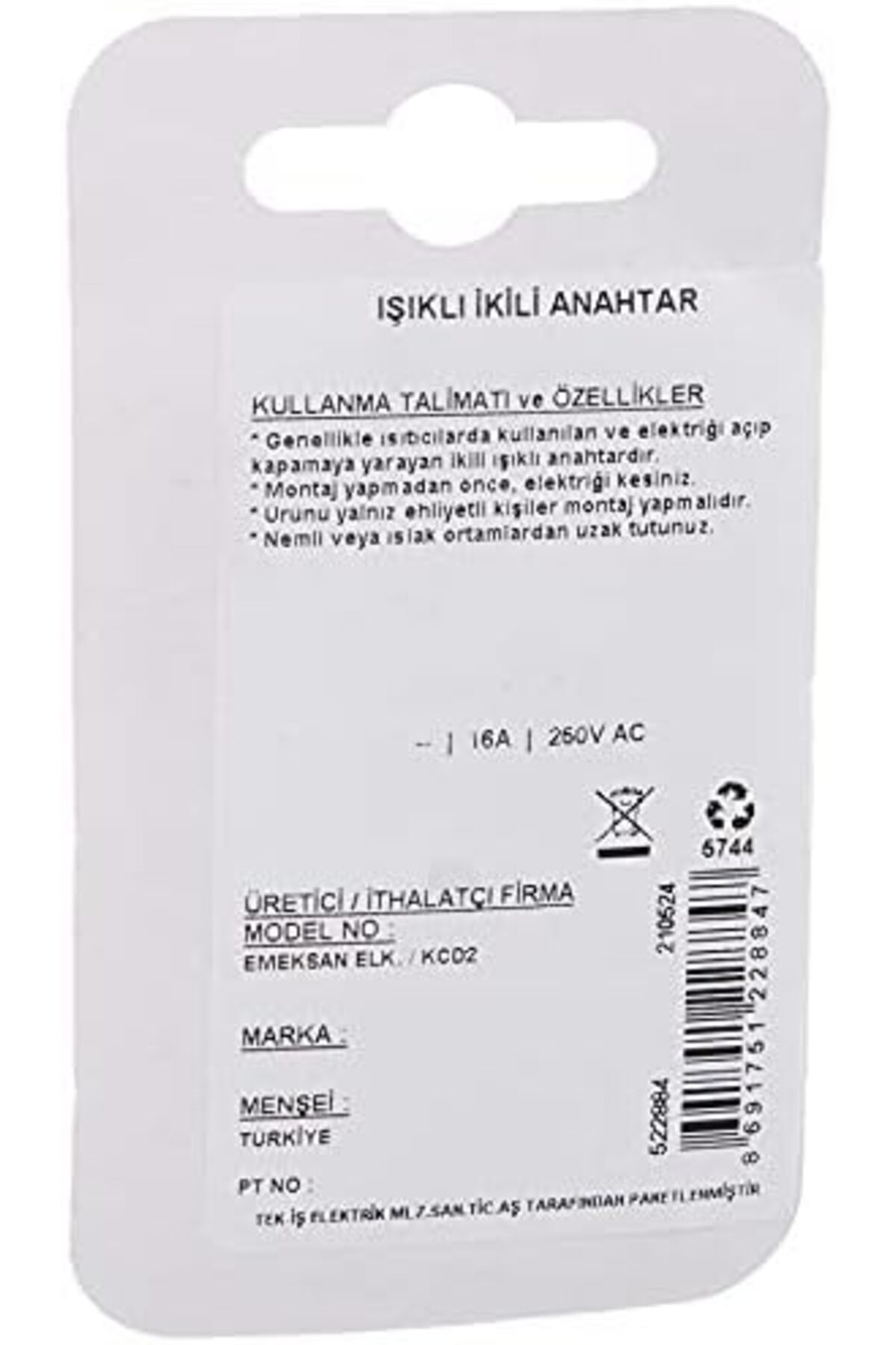 LuxShoping tek-iş Işıklı İkili Anahtar 1142128