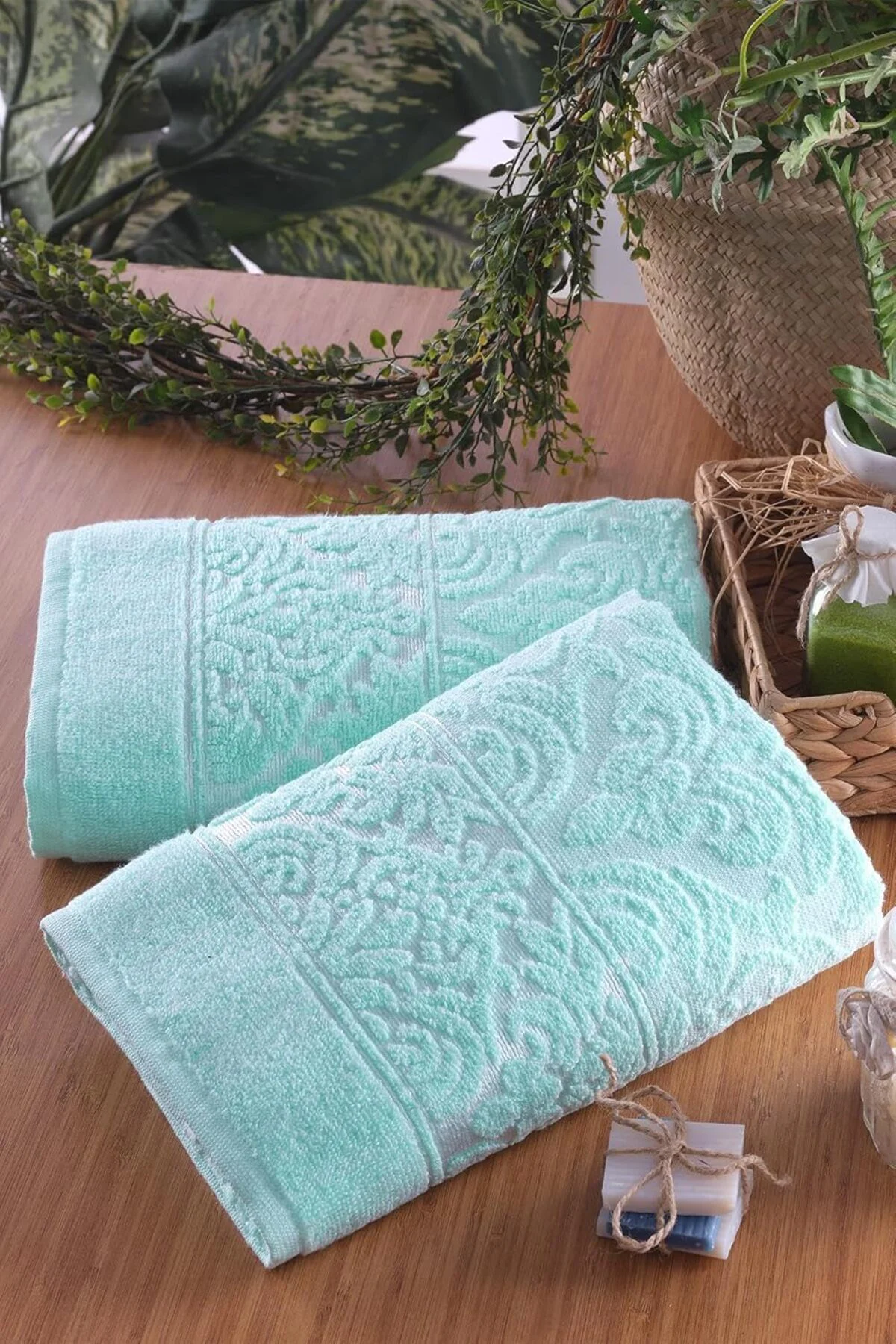 LuxShoping Tekstil Soft | 2'li 50x90 Cm El&yüz Havlu Seti Yeşil 1