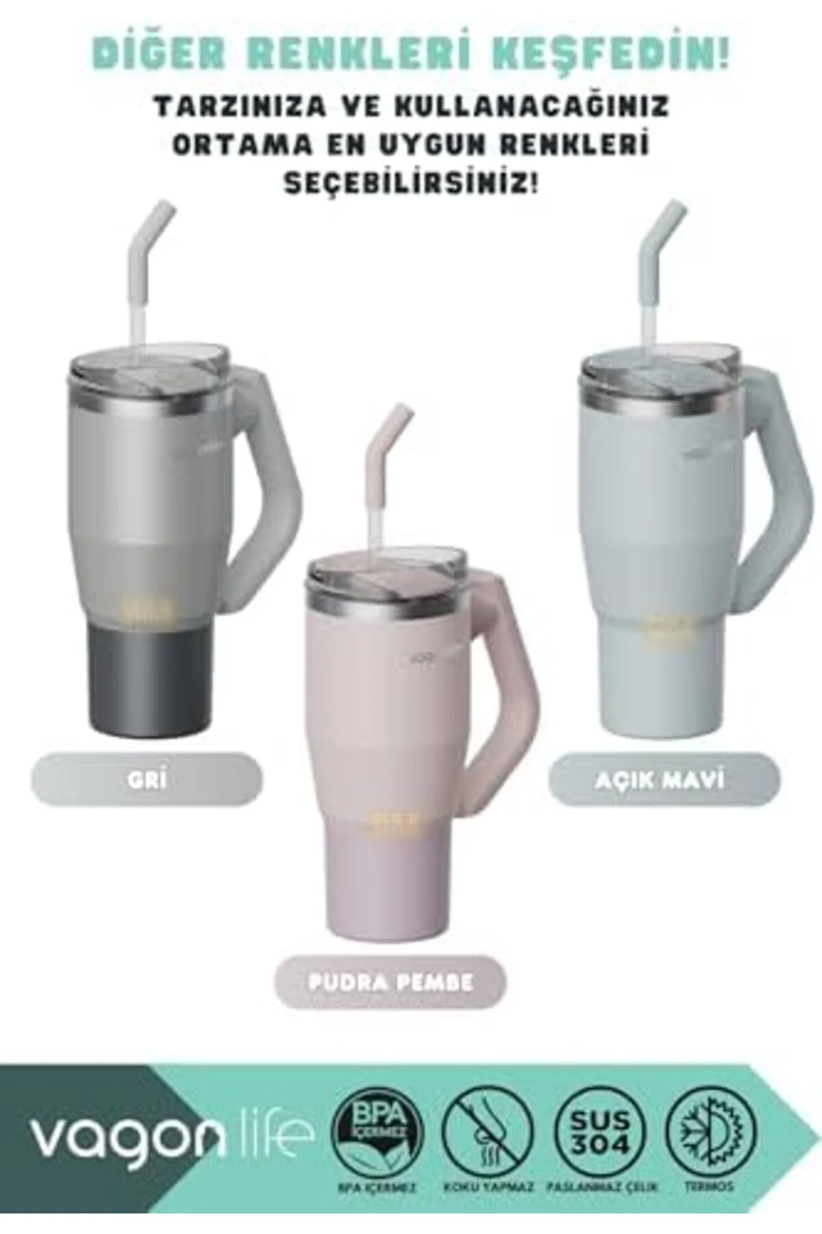 LuxShoping Tumbler 950ml Pipetli/Pipetsiz Kullanım Fonksiyonel Ku