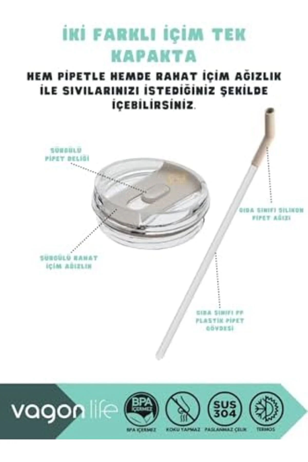 LuxShoping Tumbler 950ml Pipetli/Pipetsiz Kullanım Fonksiyonel Ku