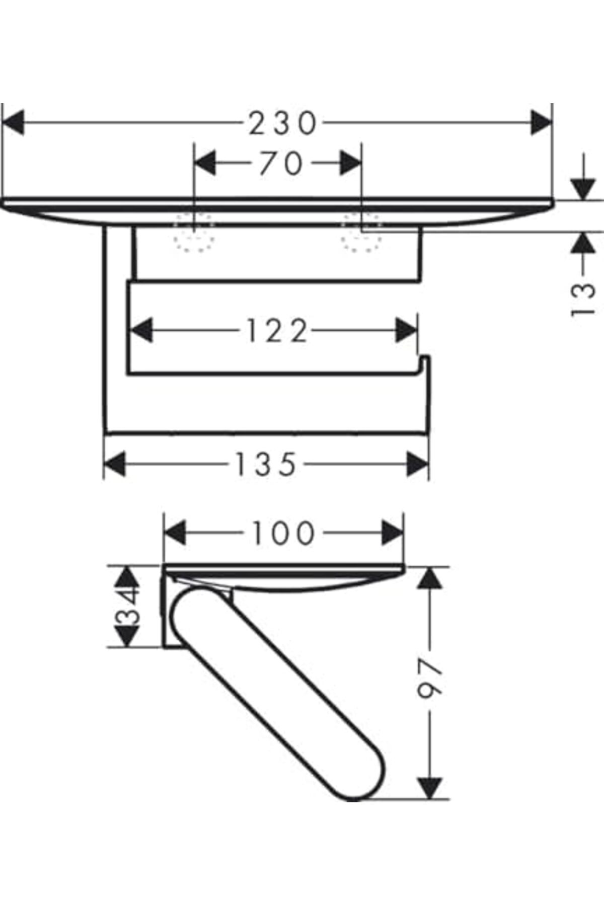 LuxShoping tuvalet kağıdı tutucu, raflı, 23 cm, mat siyah 1142128