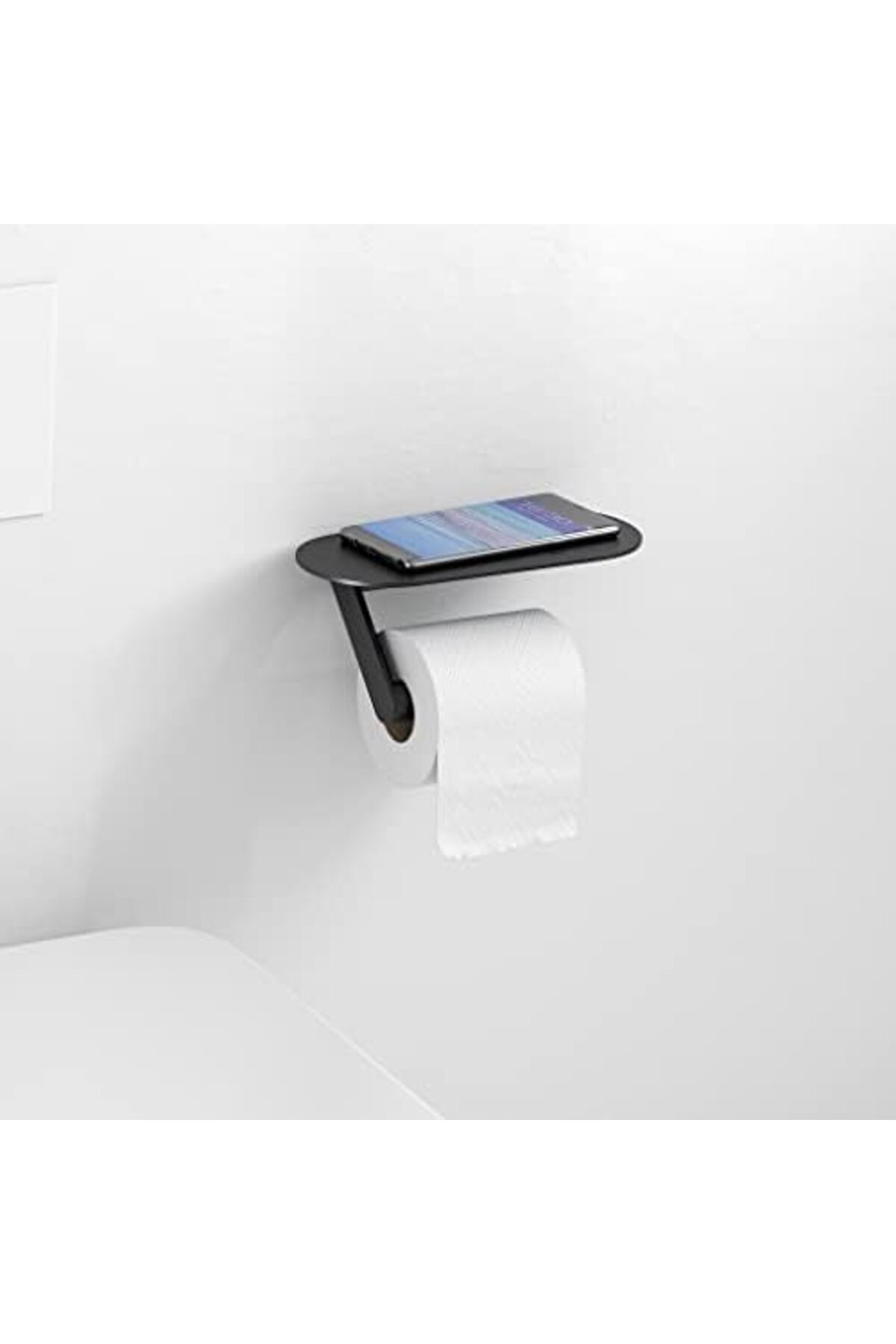 LuxShoping tuvalet kağıdı tutucu, raflı, 23 cm, mat siyah 1142128