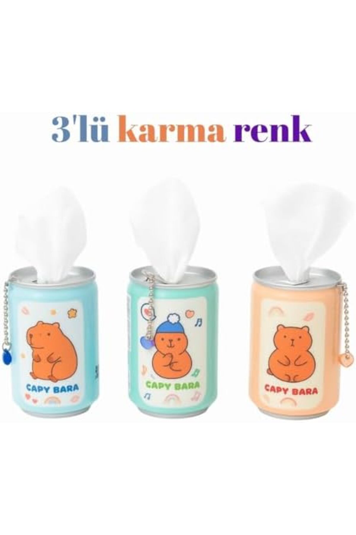 LuxShoping Üçlü Karışık Renk Tasarımlı Taşınabilir Mendil Kutusu