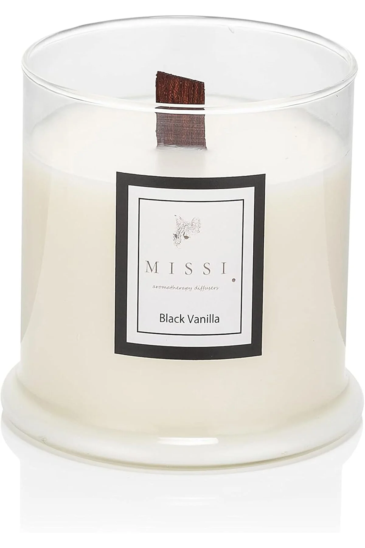 LuxShoping Üfleme Cam Ahşap Fitilli Vanilya Vegan Mum (140 gr) 11