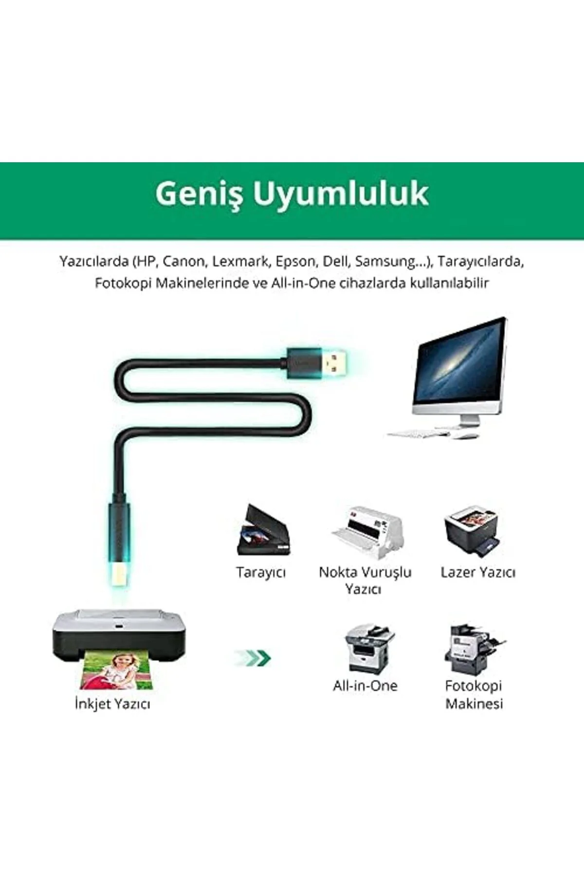 LuxShoping USB To USB-B Tarayıcı Yazıcı Kablosu 10 Metre 1142128
